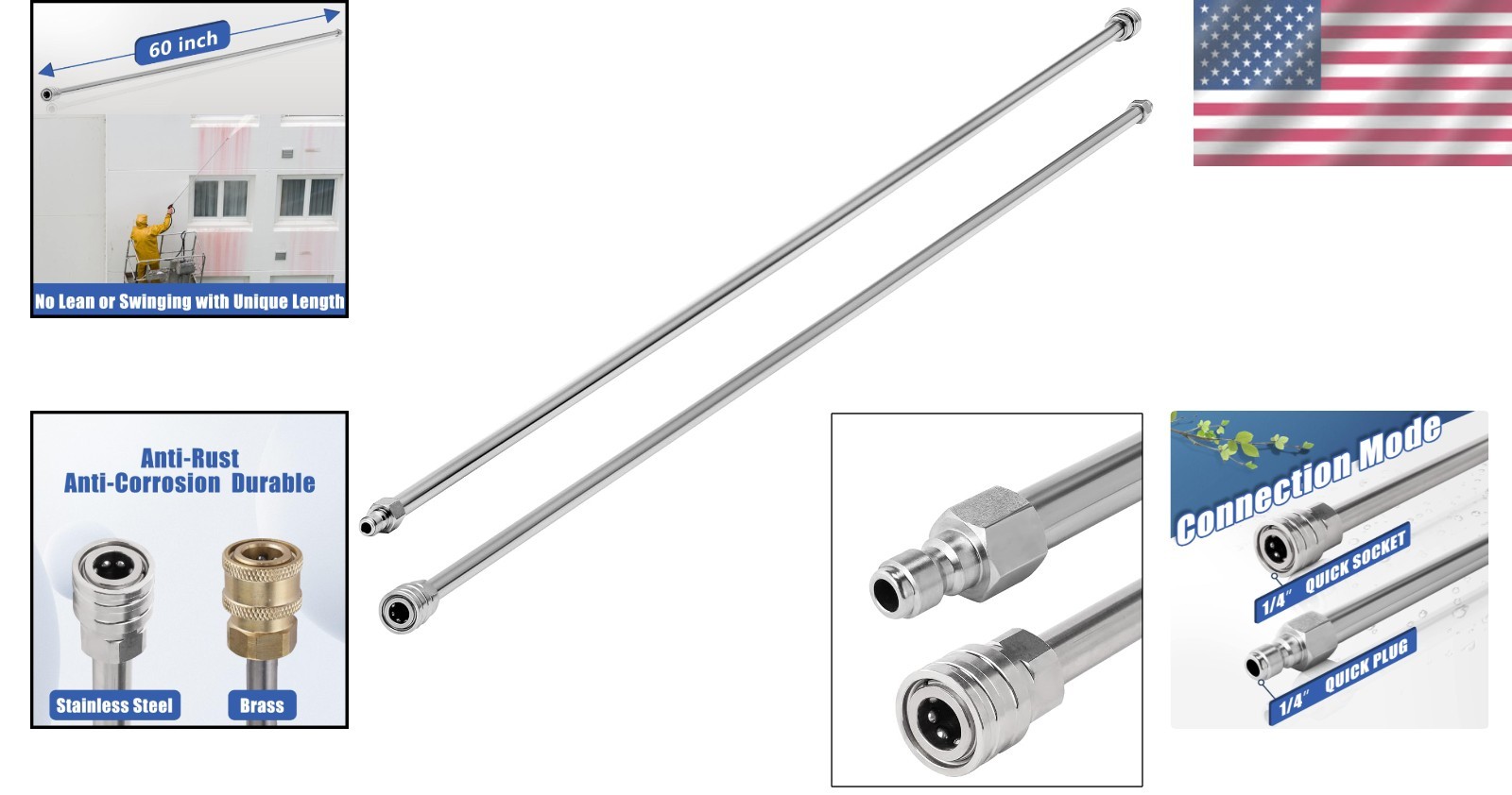 Durable 60-Inch Power Washer Extension Wands – Quick Connect & Superior Strength
