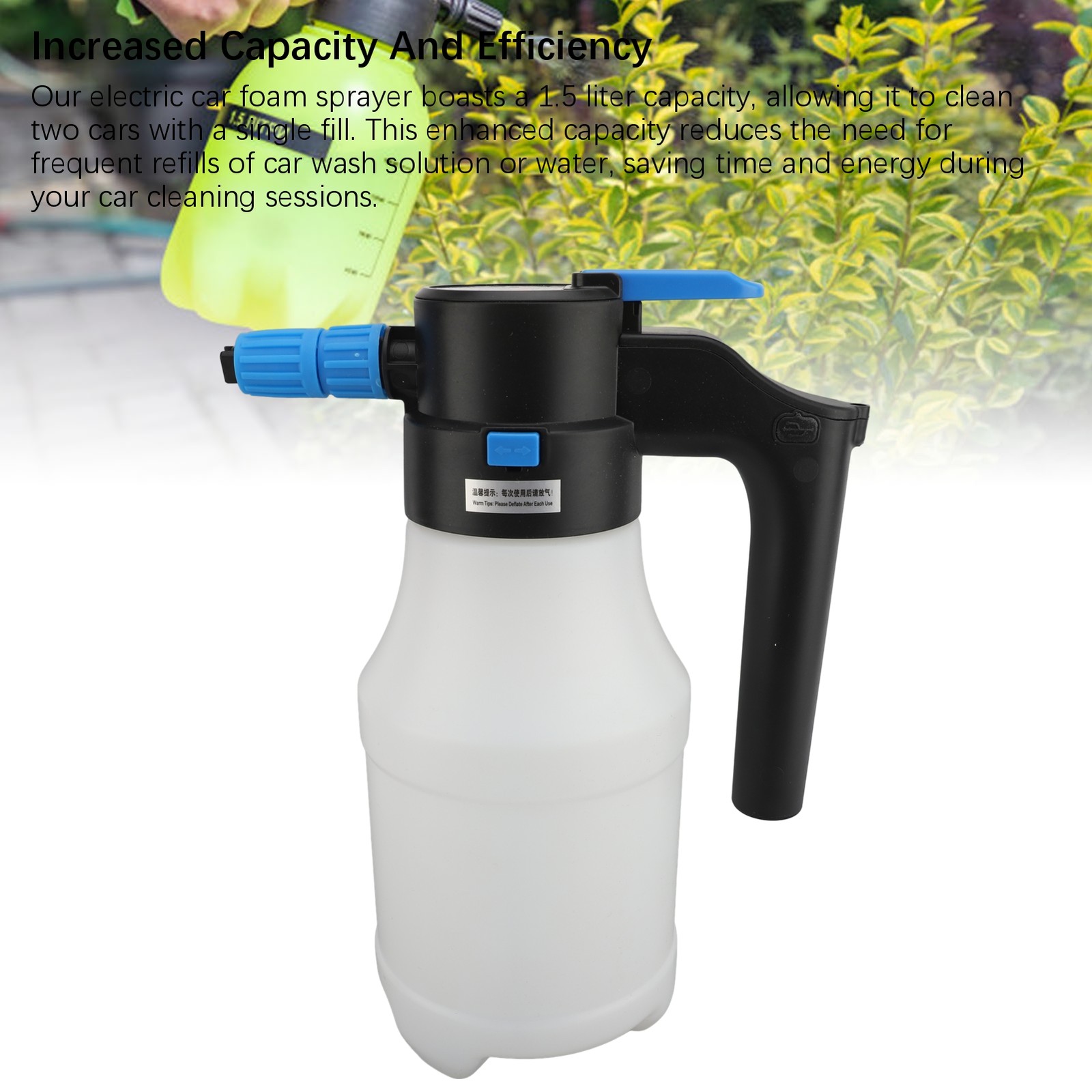 1.5L Electric Car Foam Sprayer High Pressure USB Portable Car Wash Foamer For Ga