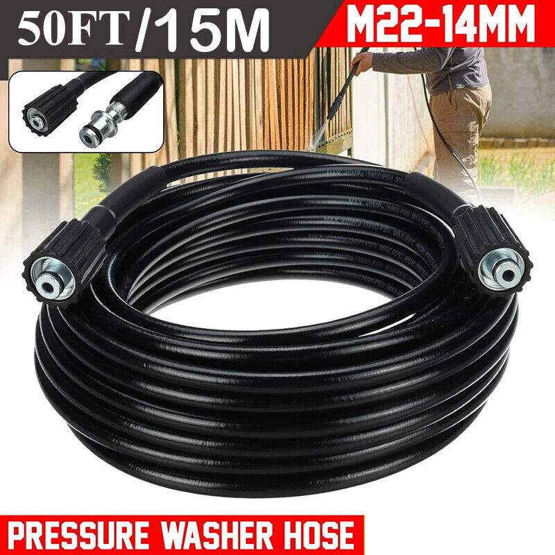 High Pressure Washer Hose 50ft 5800PSI M22-14mm Power Washer Extension Hose US