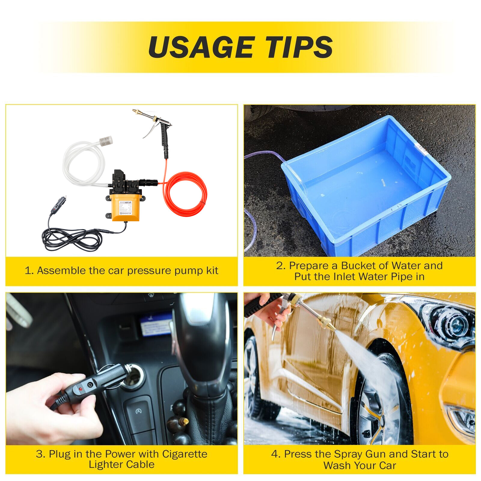12V 120W High Pressure Car Yard Electric Wash Machine Gun Power Washer Pump Kit
