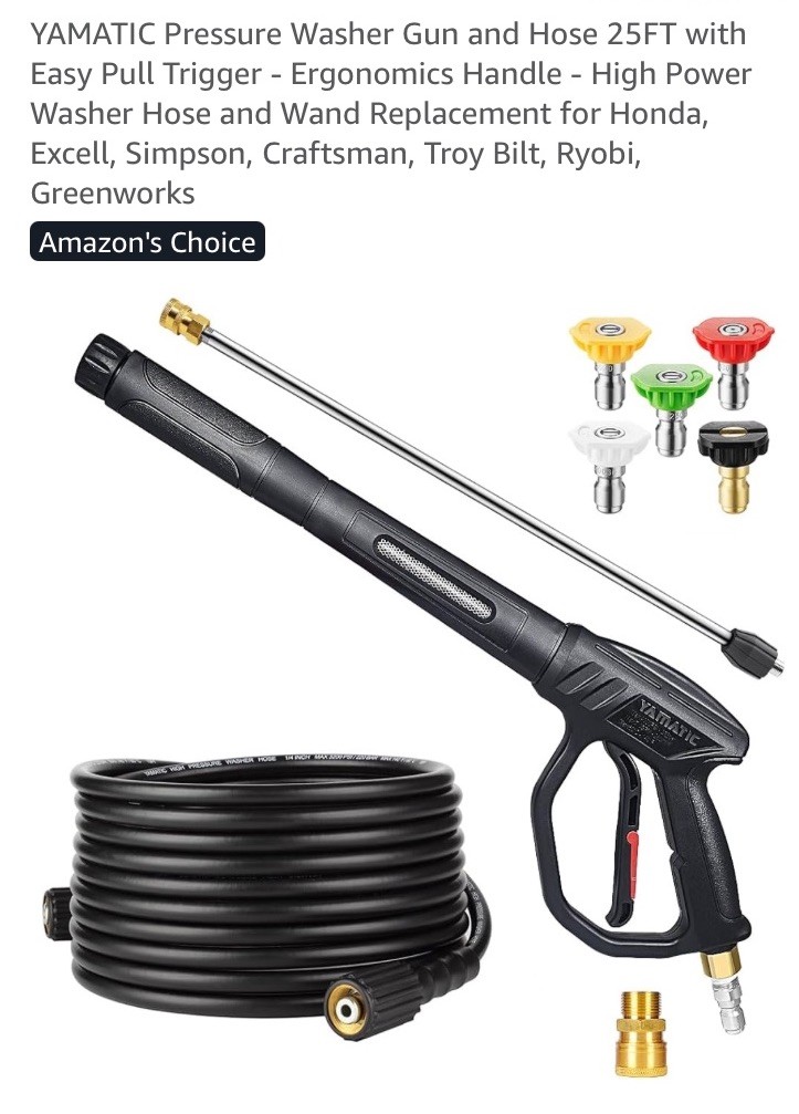 Pressure Washer Gun and Hose 25FT with Easy Pull Trigger – Ergonomics Handle …