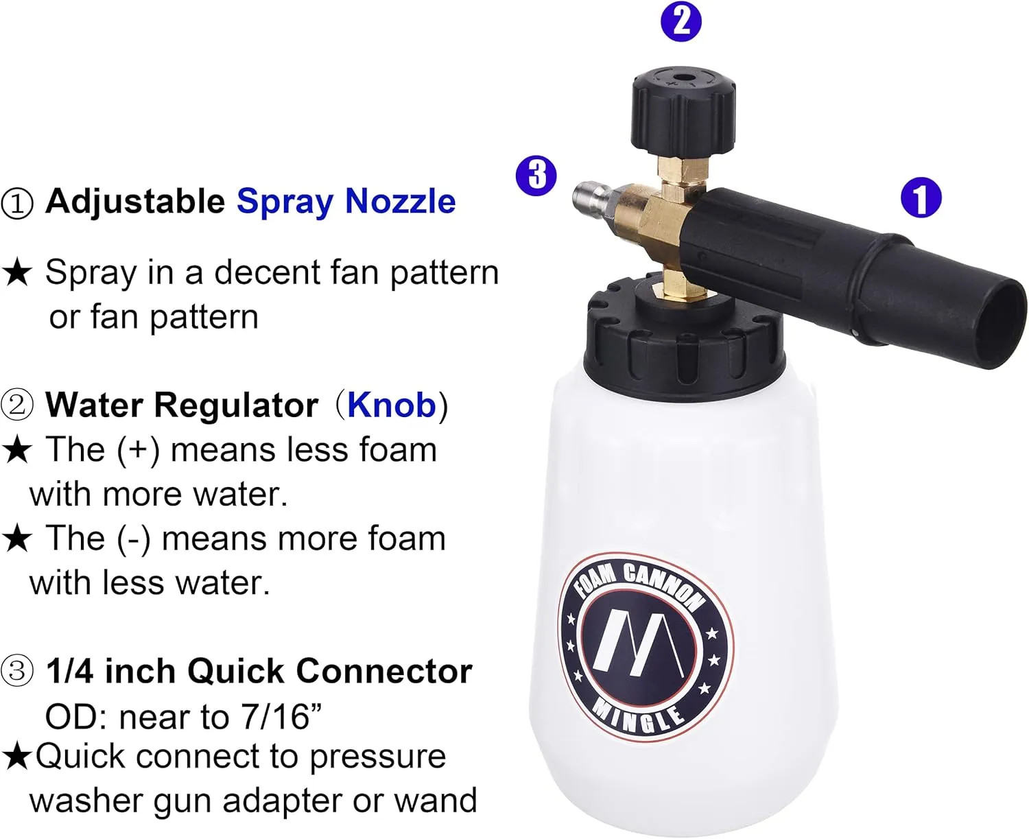 Foam Cannon For Portland Husky And Ryobi Pressure Washer With 5 Nozzle Tips 1/4