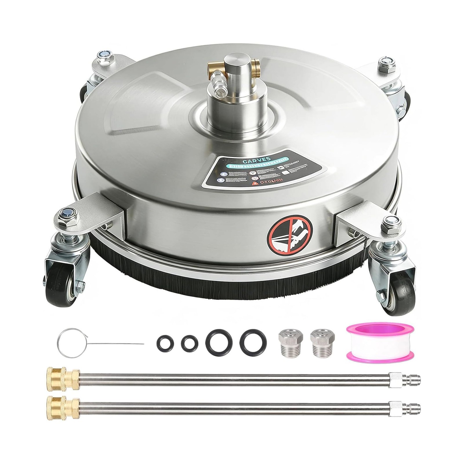 18 IN Pressure Washer Surface Cleaner w/Wheels – Stainless Steel Surface Cleaner
