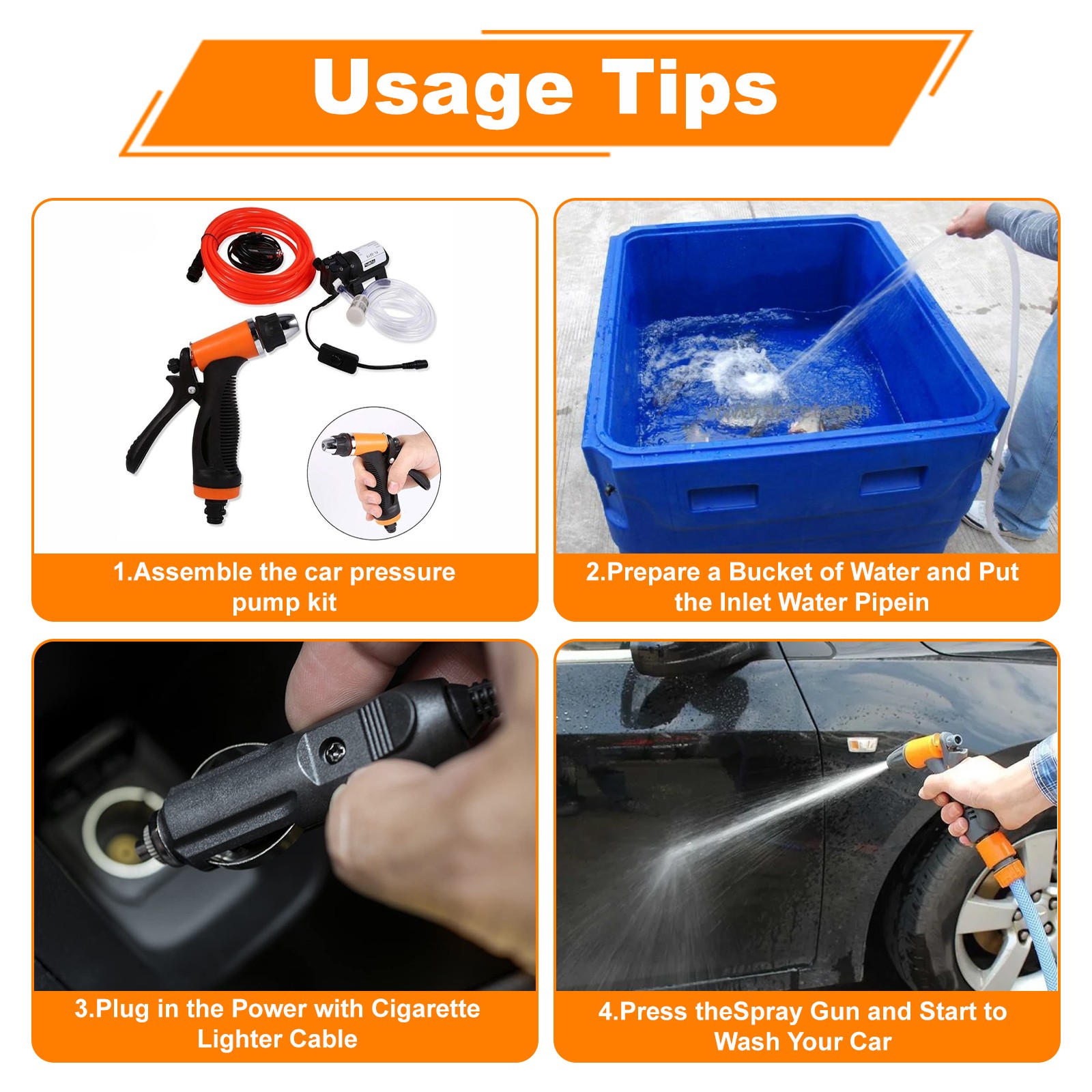 12V 160PSI Washdown Wash Pump Kit Electric DIY Car Washer Cleaner Sprayer Tool