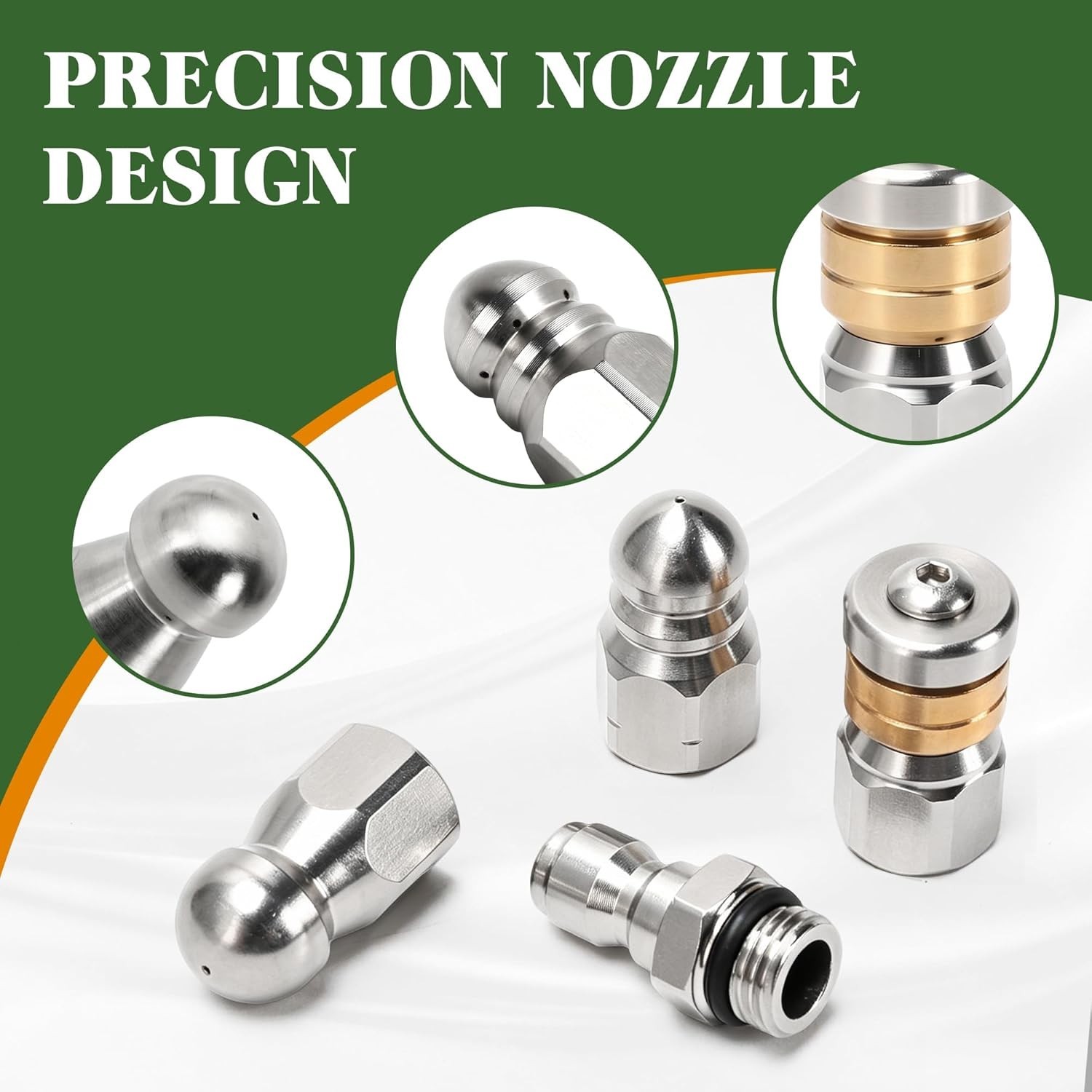 Sewer Jetter Nozzle Kit, 3-Pack, 1/4” Quick Connect, 5000 PSI