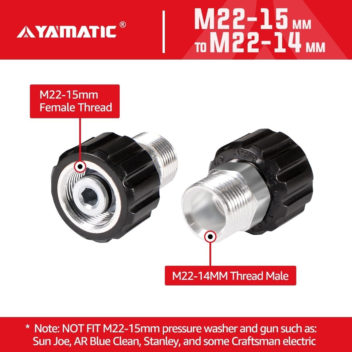 Long-Lasting M22-14mm to M22-15mm Pressure Washer Connector