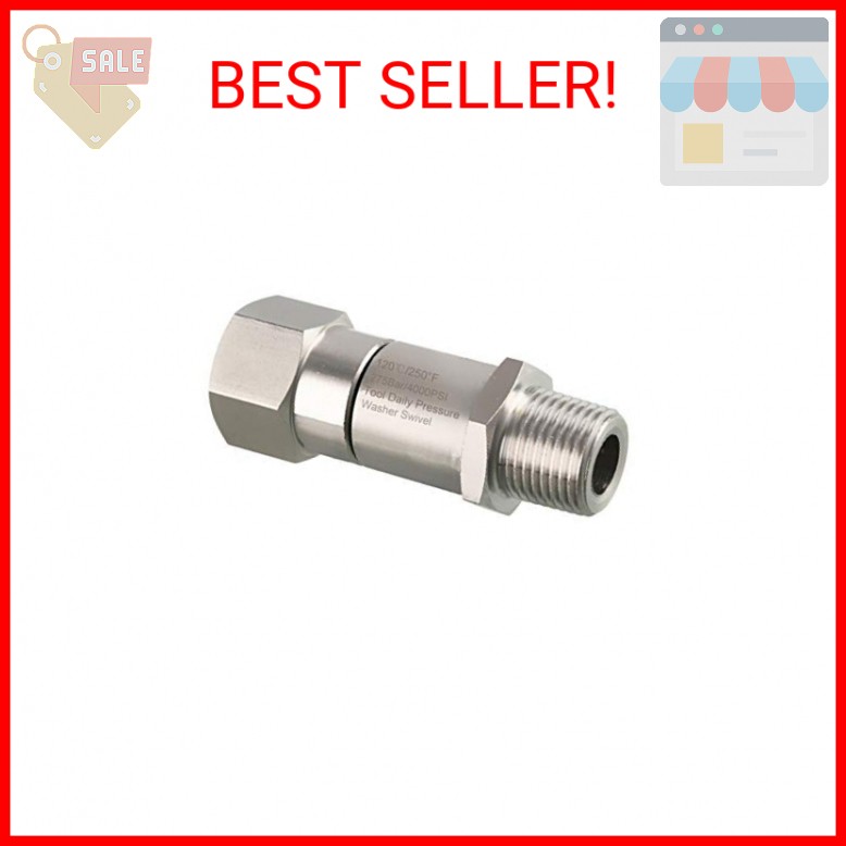 Tool Daily Pressure Washer Swivel, 3/8 Inch NPT-M Male Thread, 4000 PSI