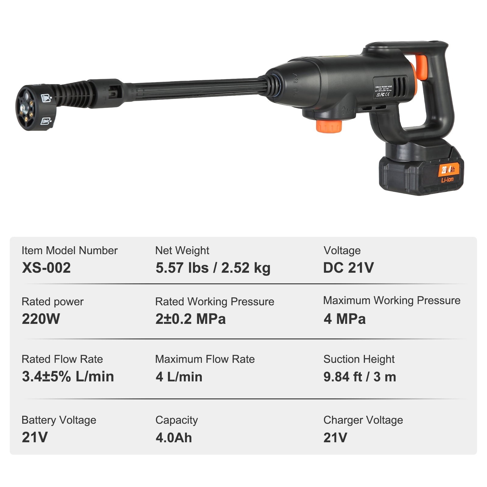 600 PSI Cordless Pressure Washer 1.5 GPM Portable Power Washer W/ 6-in-1