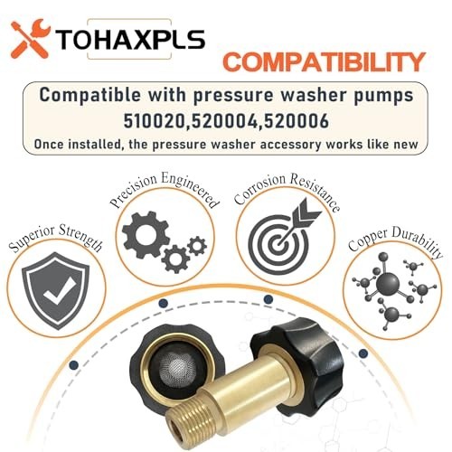 Pressure Washer Inlet Fitting Brass 3/8 Male 3/4 Female Replacement Part Pump