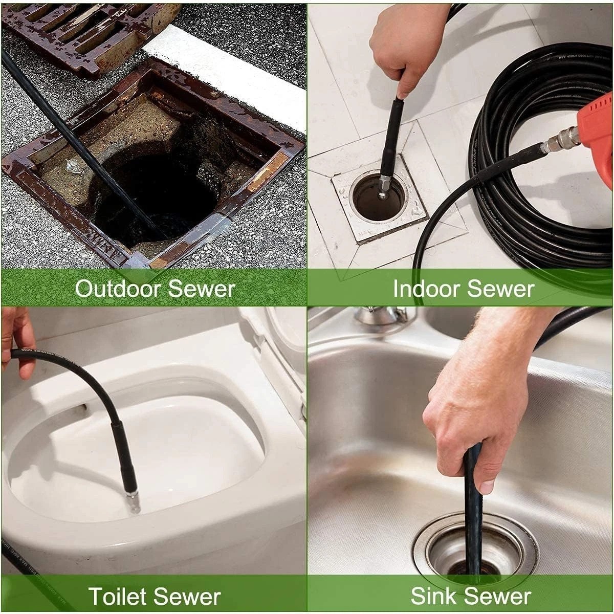 Ultimate 25 FT Sewer Jetter Kit for 5800 PSI Pressure Washing & Clog Removal
