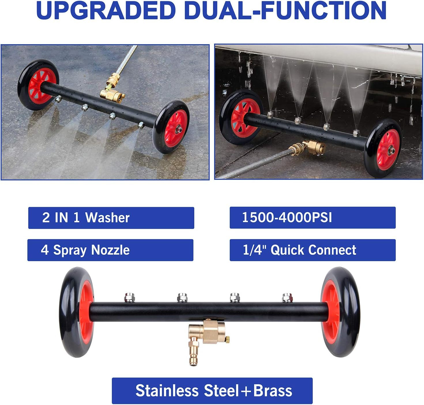 2-In-1 Undercarriage Pressure Washer Attachment, 16″ Pressure Washer Undercarria