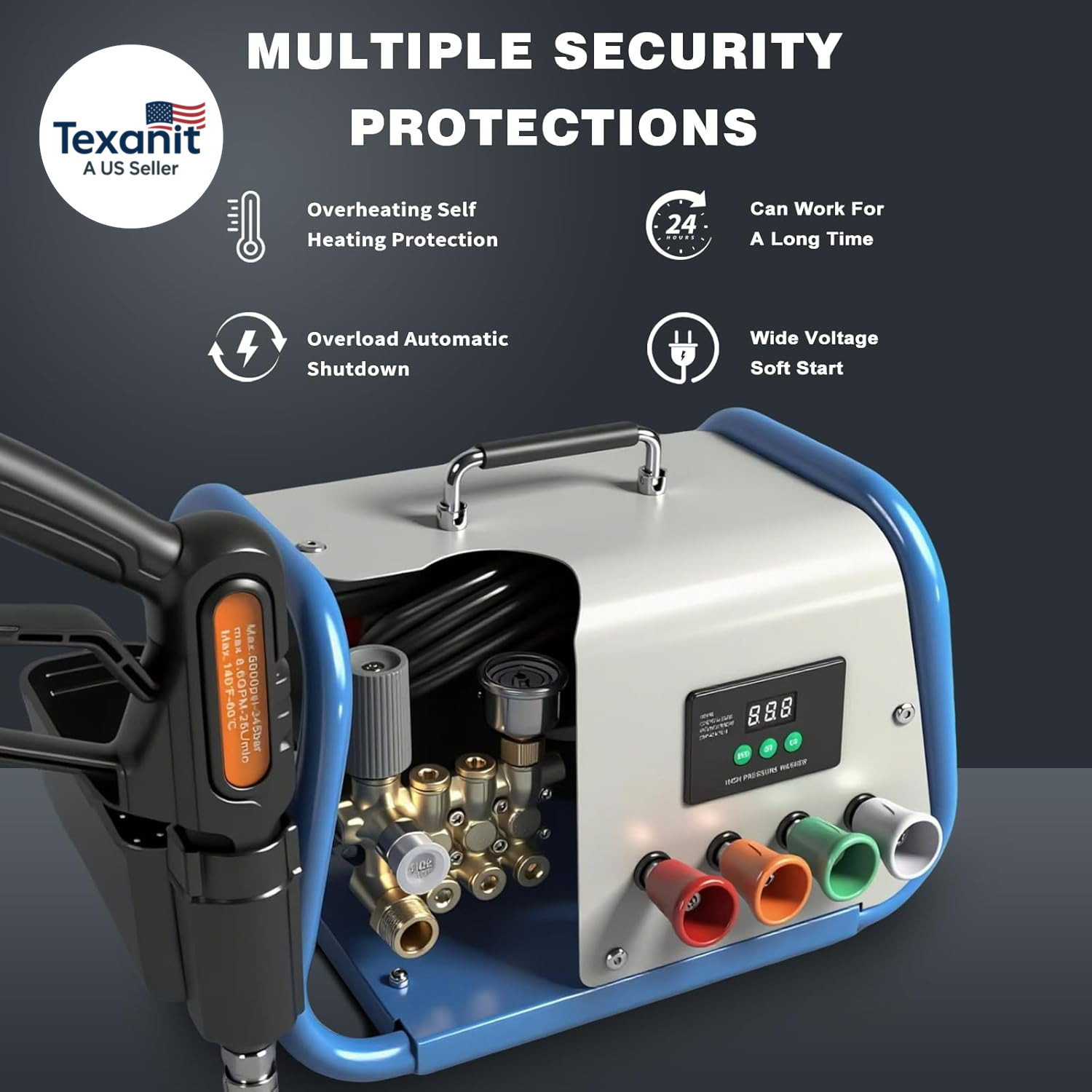 Pressure Washer, Max 150 Bar, 12L/Min, Power Washer for Cars, Driveways, Patios,
