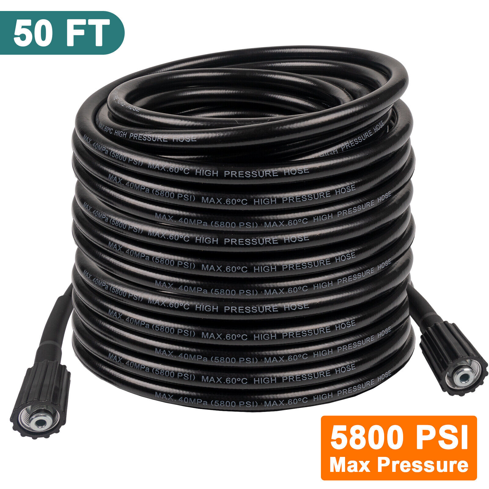 5800PSI High Pressure Washer Hose M22-14mm Power Washer Extension Hose 50FT