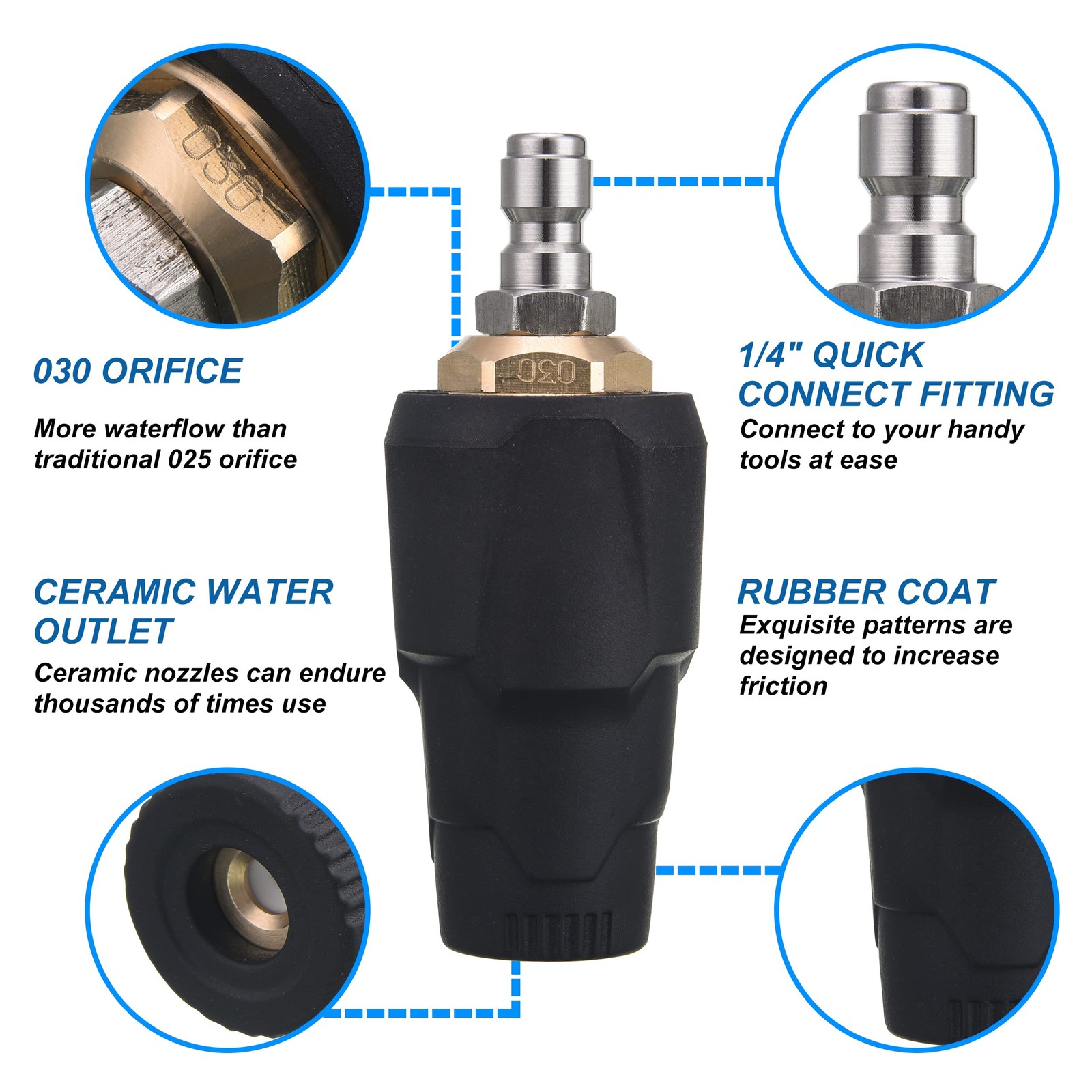 Pressure Washer Nozzle Tips Full Set, 3600 PSI Rotating Turbo Nozzle, 7 Spray…