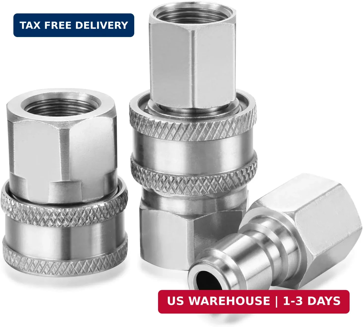 Hotop 4 Sets NPT 3/8 Inch Stainless Steel Male and Female Quick Connector Kit Pr
