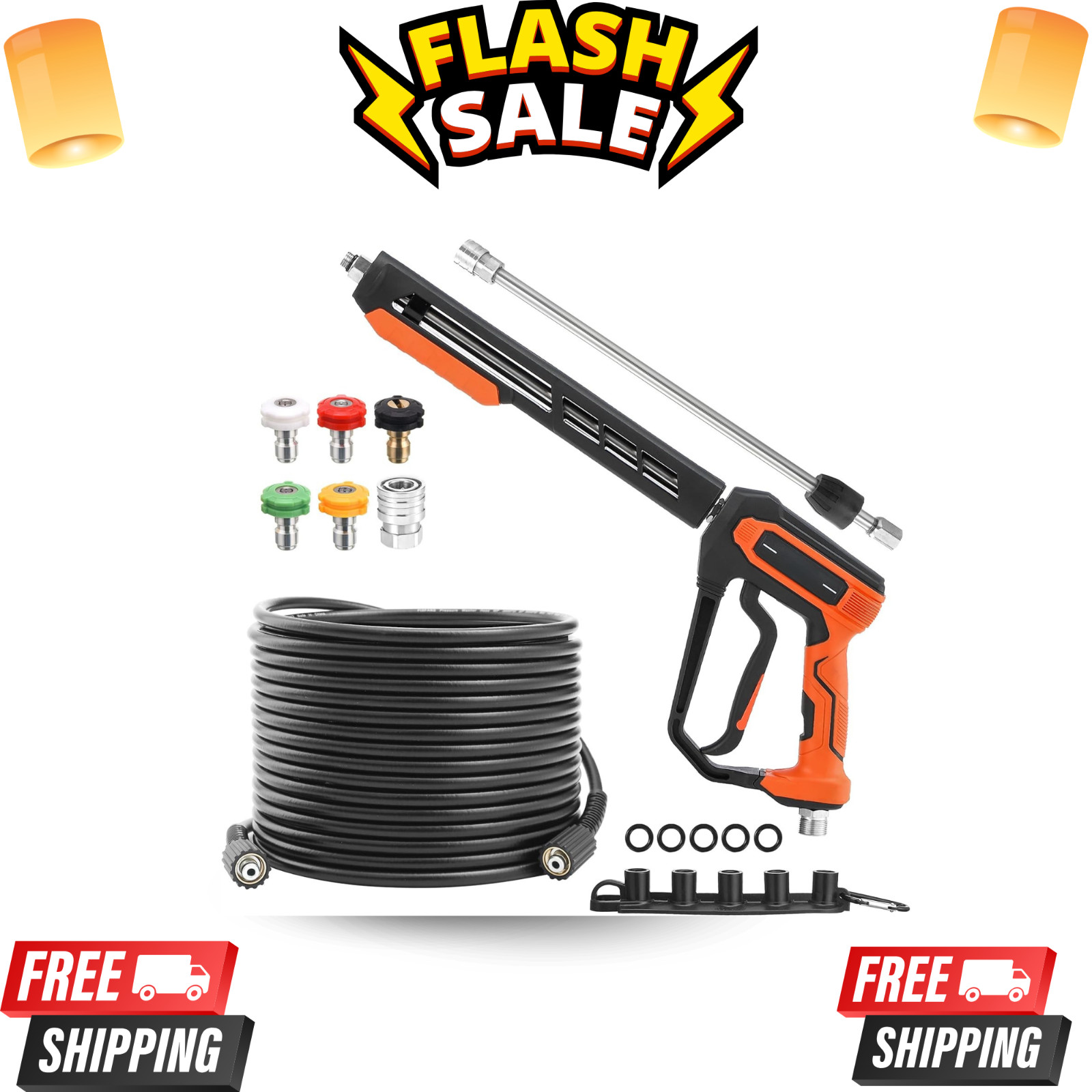 NEW Pressure Washer Gun Hose Kit 50FT Wand Extension 5 Nozzle Tips M22