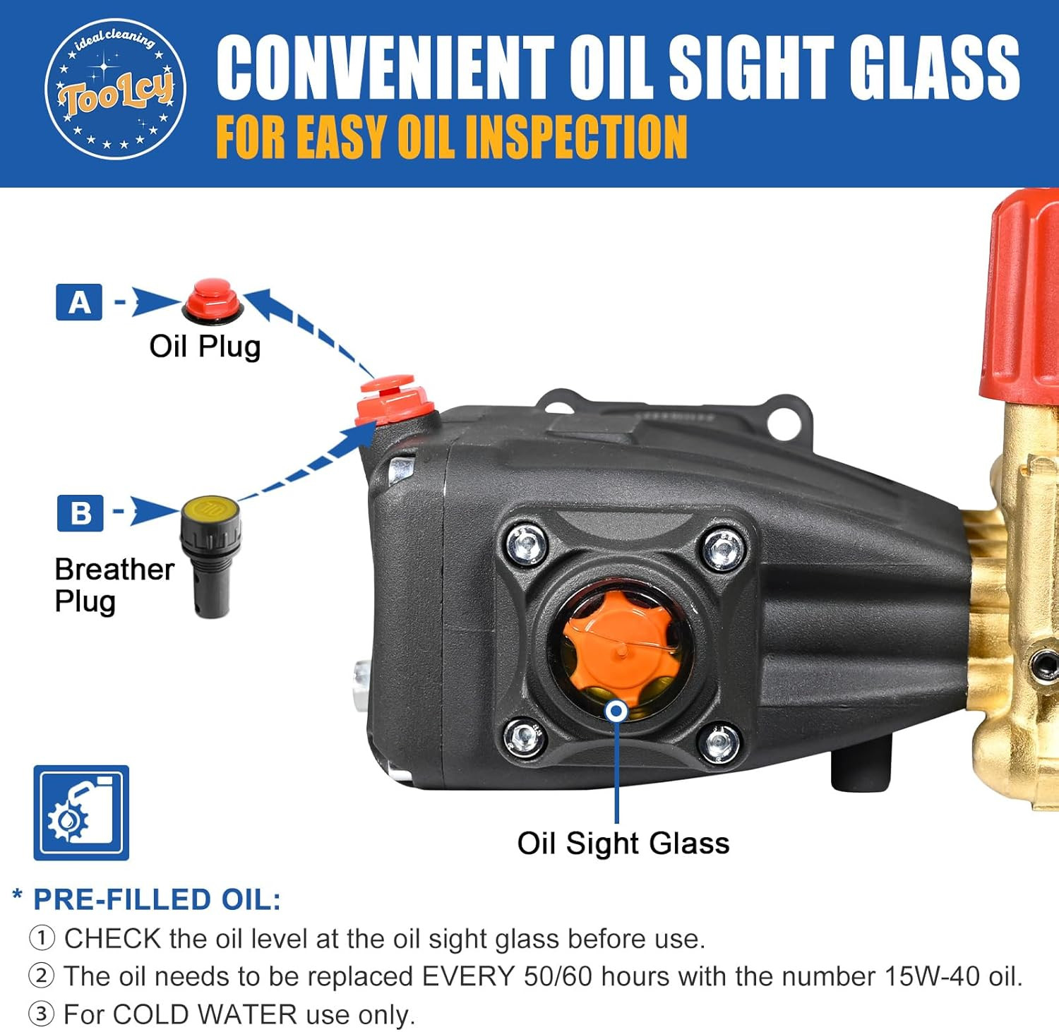 Pressure Washer Pump 3400 PSI Max 3.0 GPM, 3/4 Inch Shaft Horizontal Triplex Plu