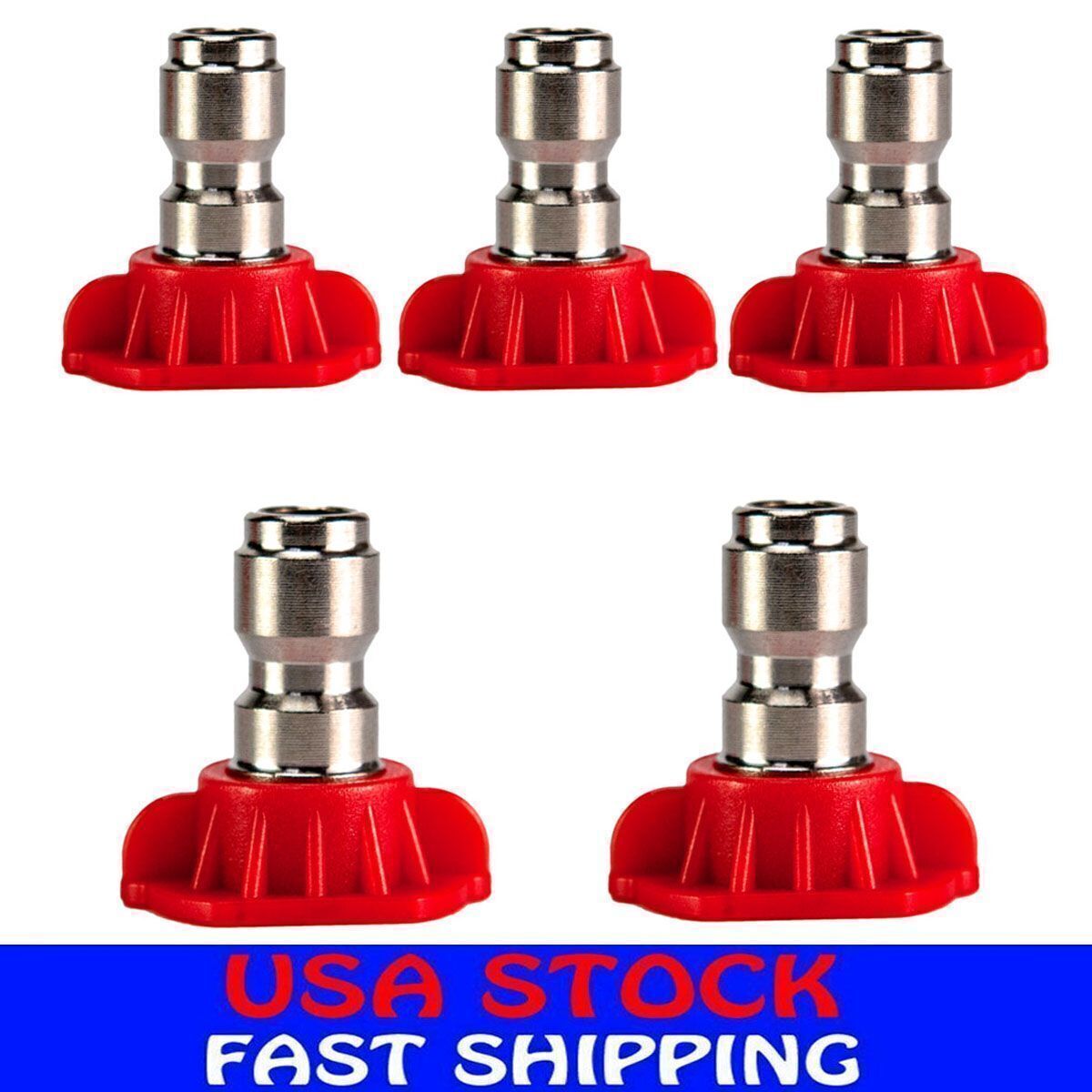 5 Power Pressure Washer Spray Nozzle Tips 1/4 Quick Connection Red-0 Degree US