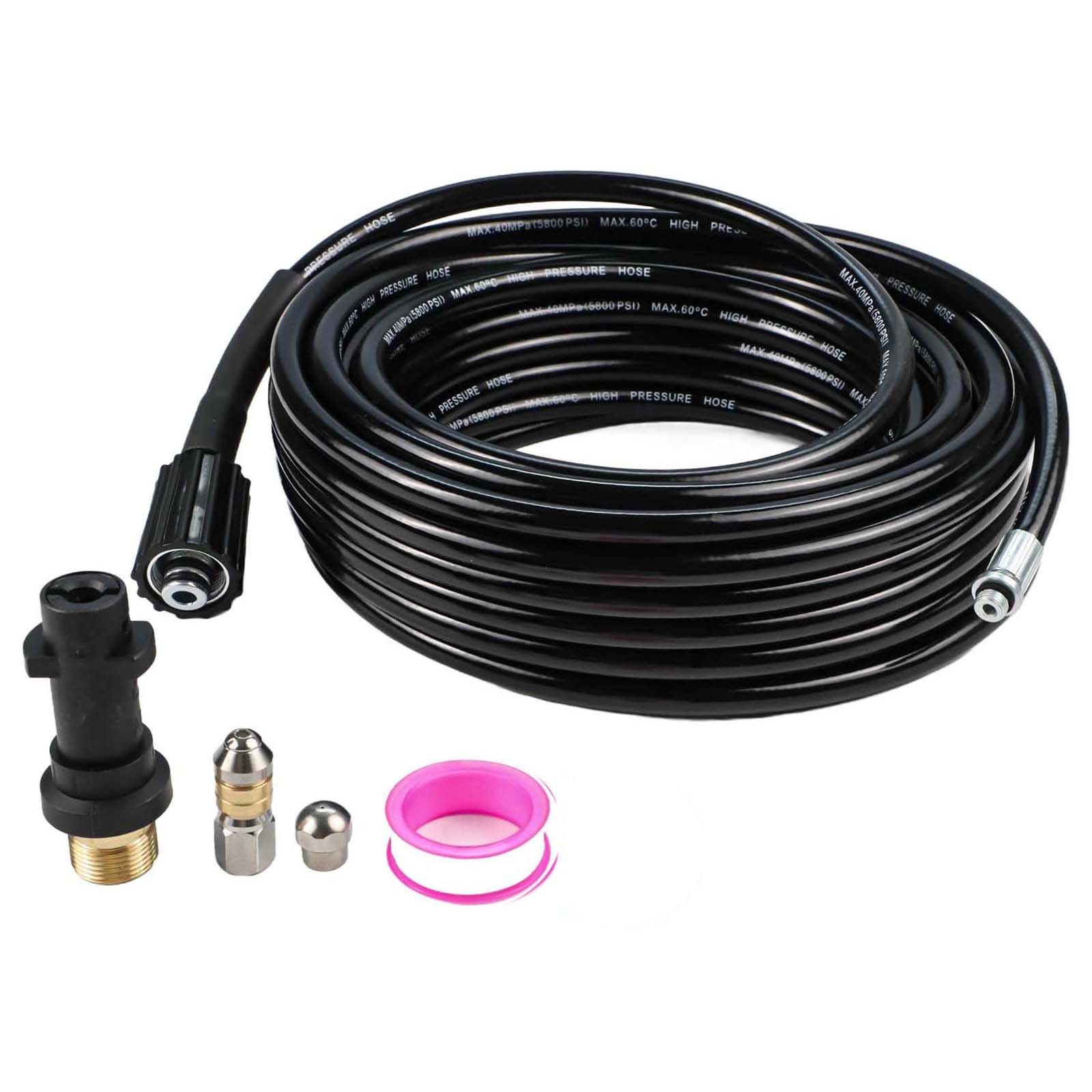 For Karcher-Compatible 15m 20m Hose Set with Adapter 2 Connectors Raw Tape