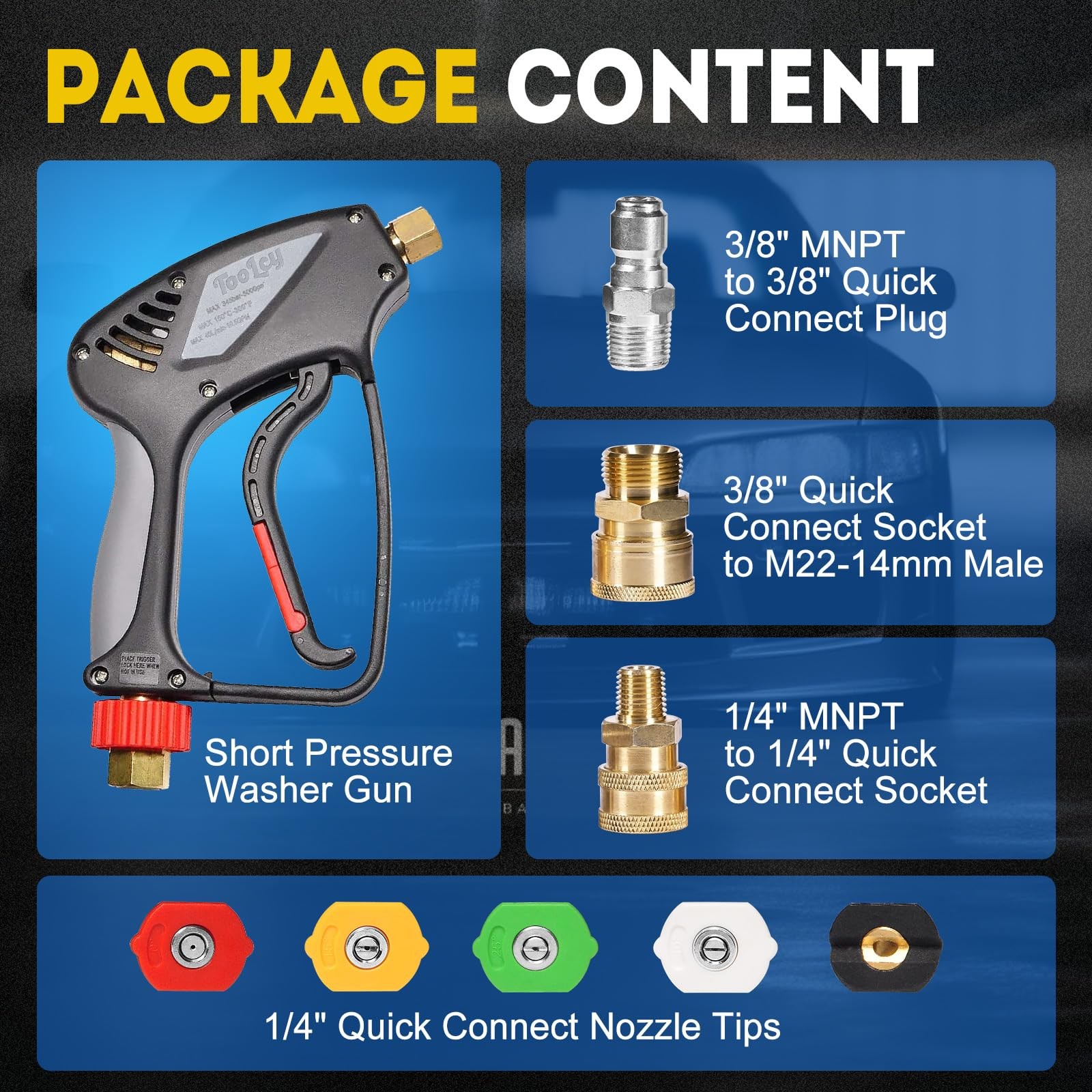 Pro Short Pressure Washer 5000 PSI with 360° Swivel,3/8″ Quick Connect Inlet,…