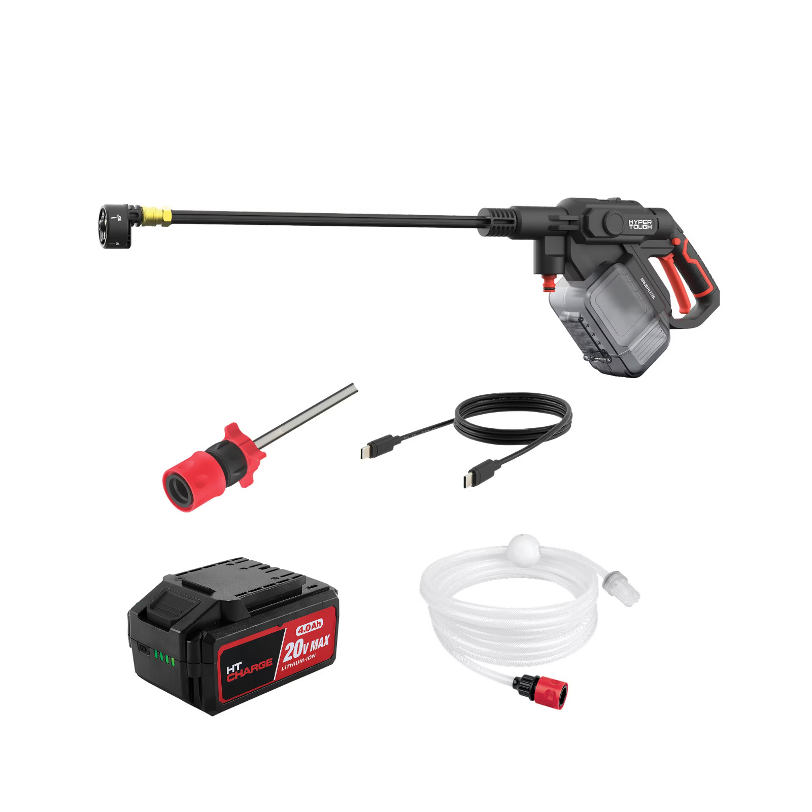 Hyper Tough 710 PSI 20V Brushless Cordless Portable Pressure Cleaner with 20V Ma