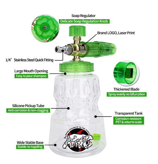 Pressure Washer Aluminum Foam Cannon Foam Generator Snow Foam Lance with 1/4”