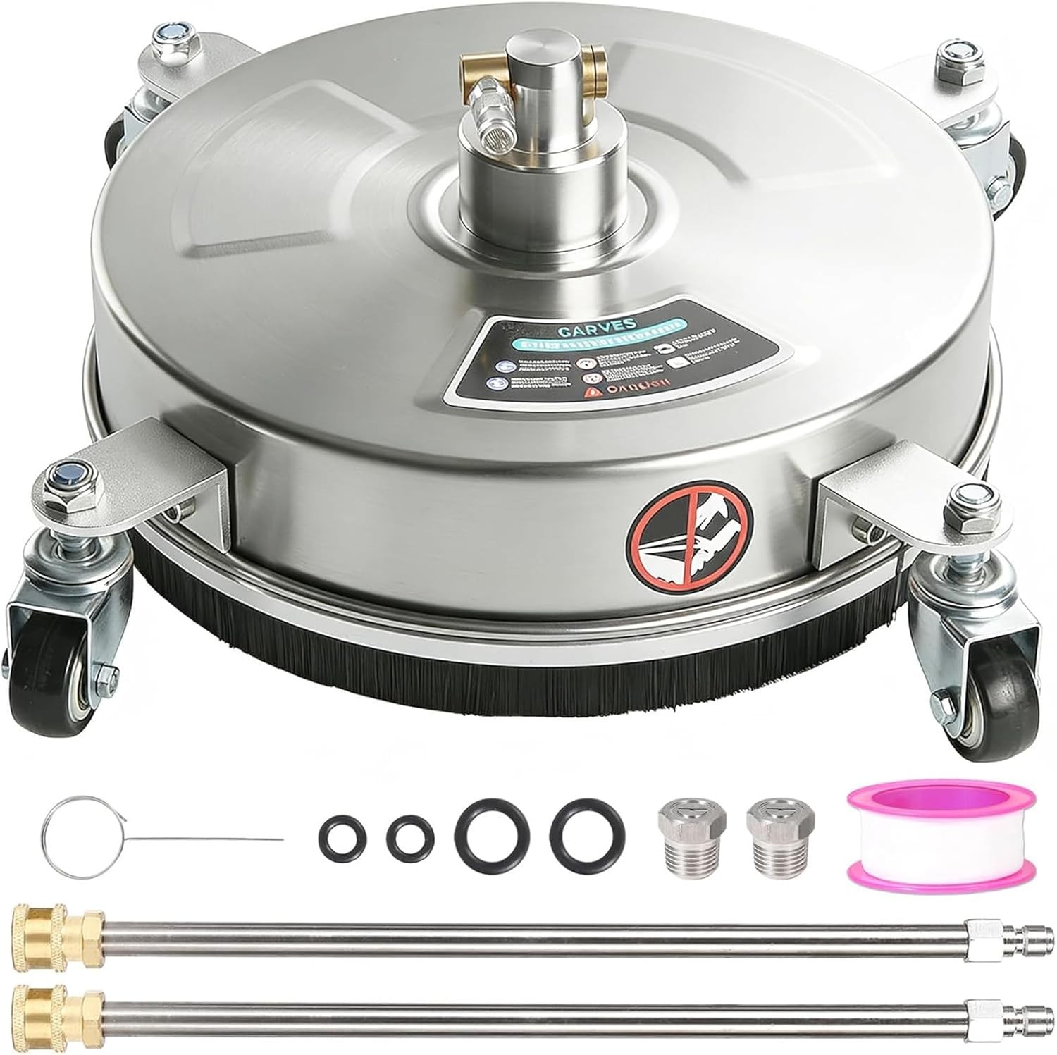 18″ 4000PSI Pressure Washer Surface Cleaner w/ 2 Wands & 4 Wheels Quick Connect