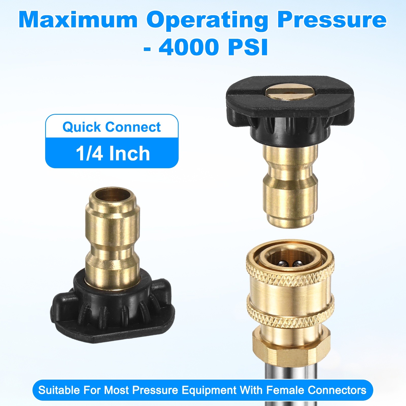 10PCS Soap Pressure Washer Nozzle Tips, 1/4 Inch Quick Connect, 4000PSI [Black]