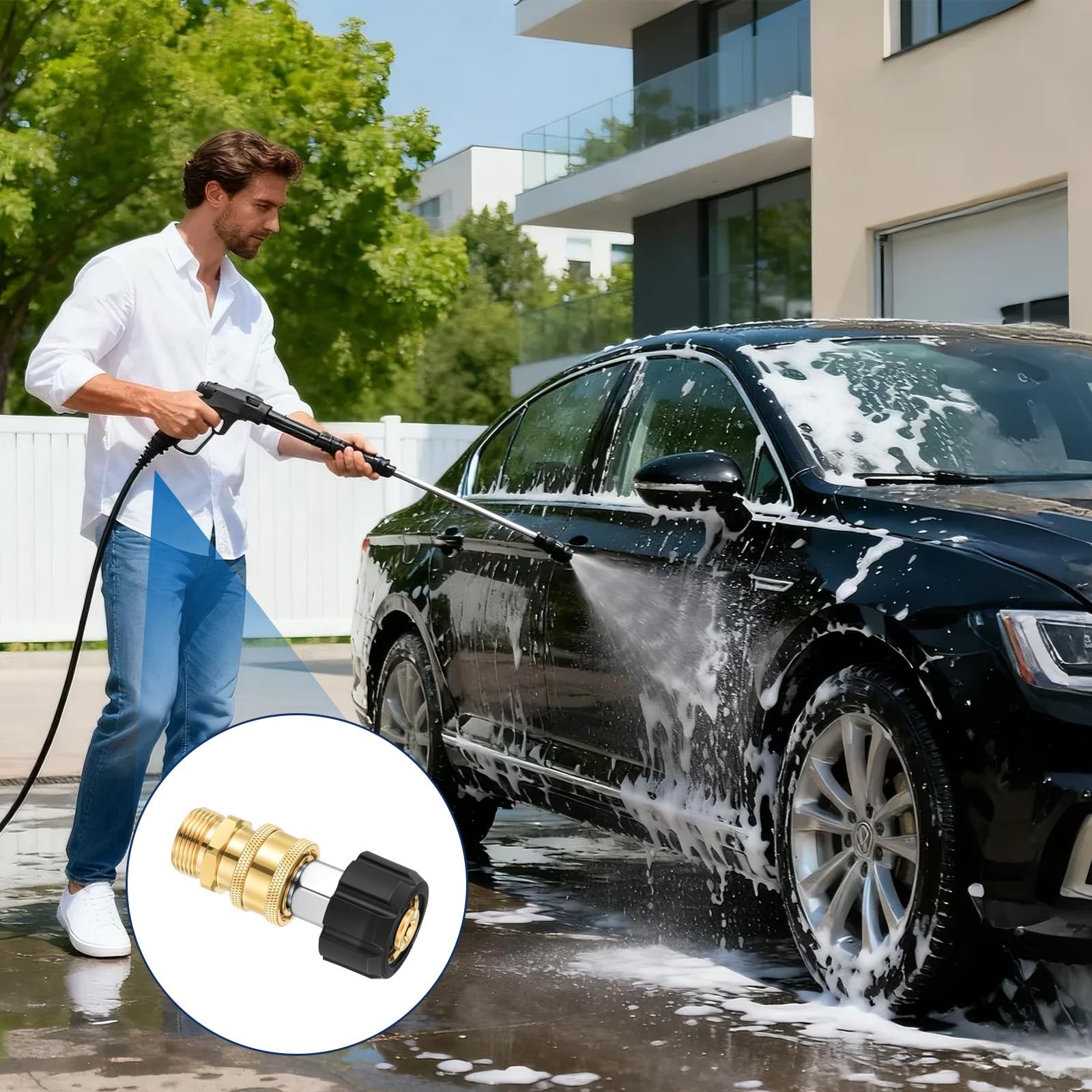 9PCS Pressure Washer Adapter Set Brass Quick Disconnect Kit M22 To 3/8 Inch