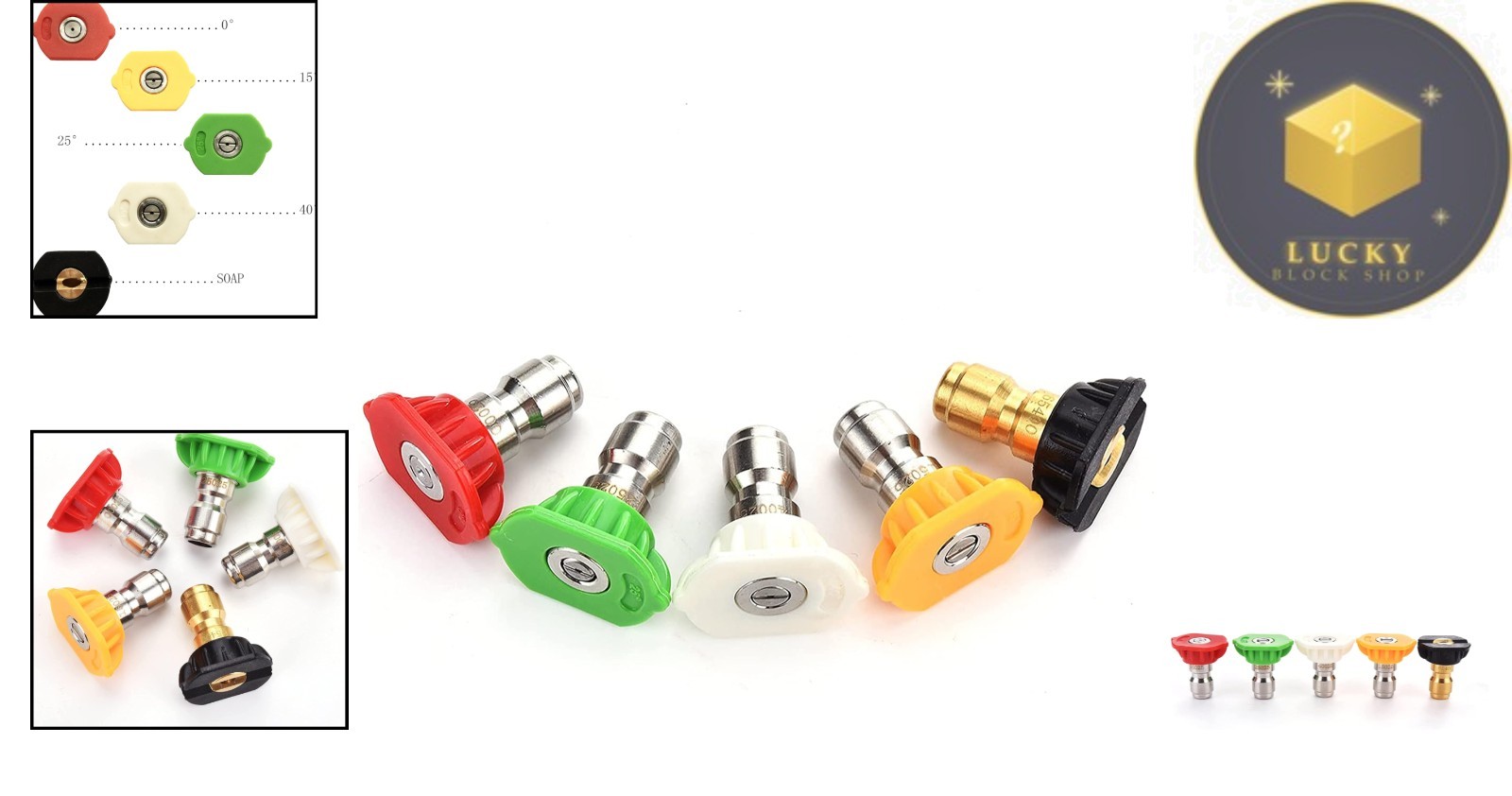 5-Pack Pressure Washer Spray Nozzle Set – Quick-Connect & 2.5 Orifice