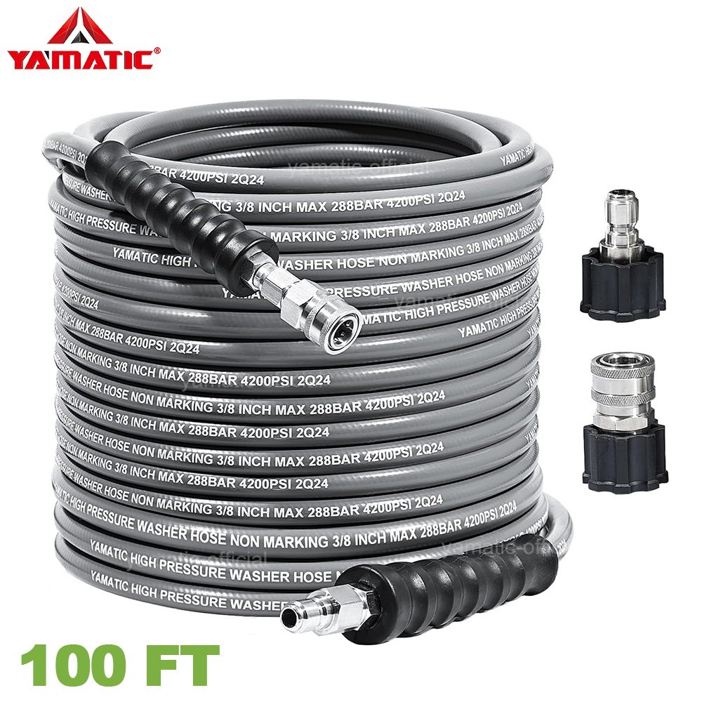 YAMATIC 4200 psi Pressure Washer Hose for Hot Water 1/4″ Swivel Rubber Hose