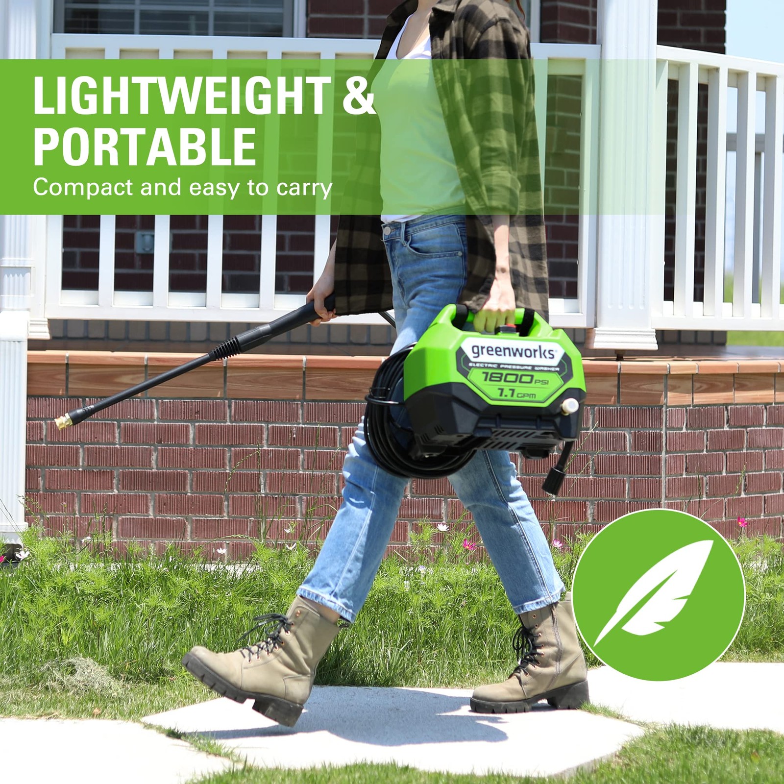 1800 PSI Electric Pressure Washer 1.2 GPM with Nozzles and Soap Attachment