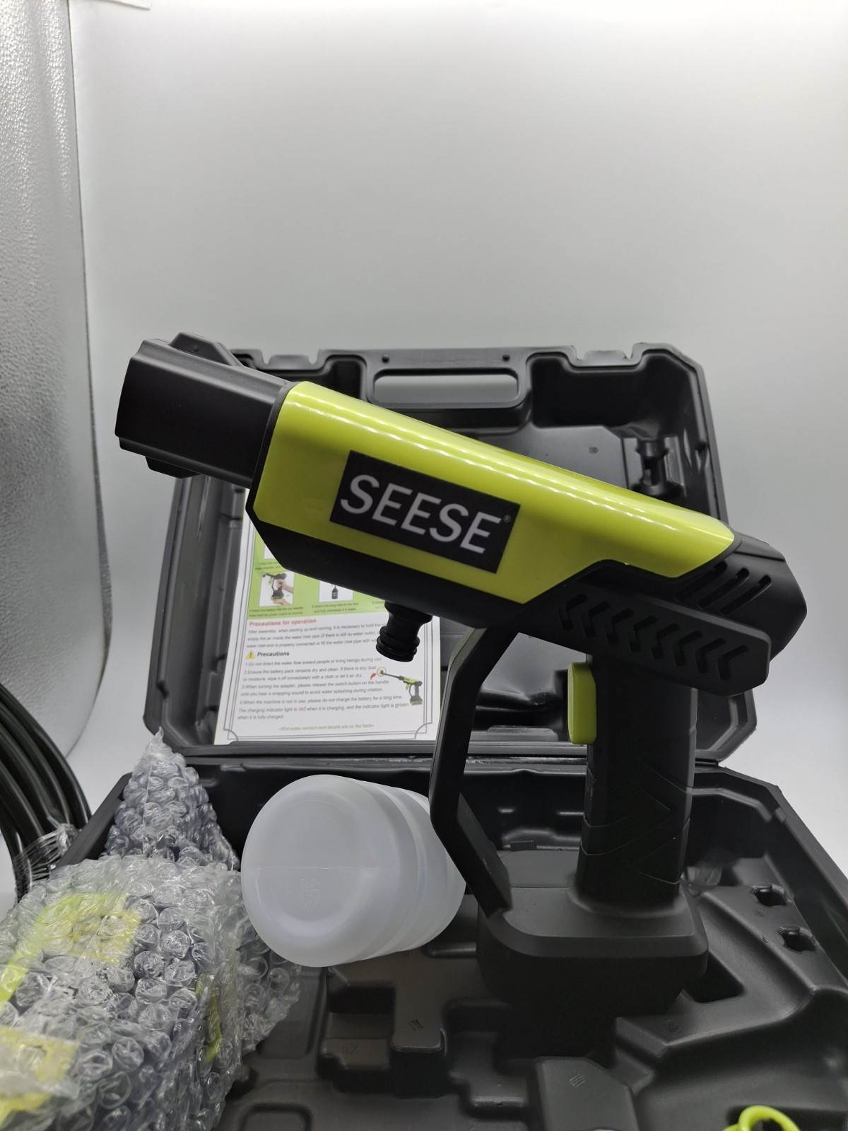 SEESE 800 PSI Water Pressure Washer Cordless Portable Pressurized Hose Car Wash