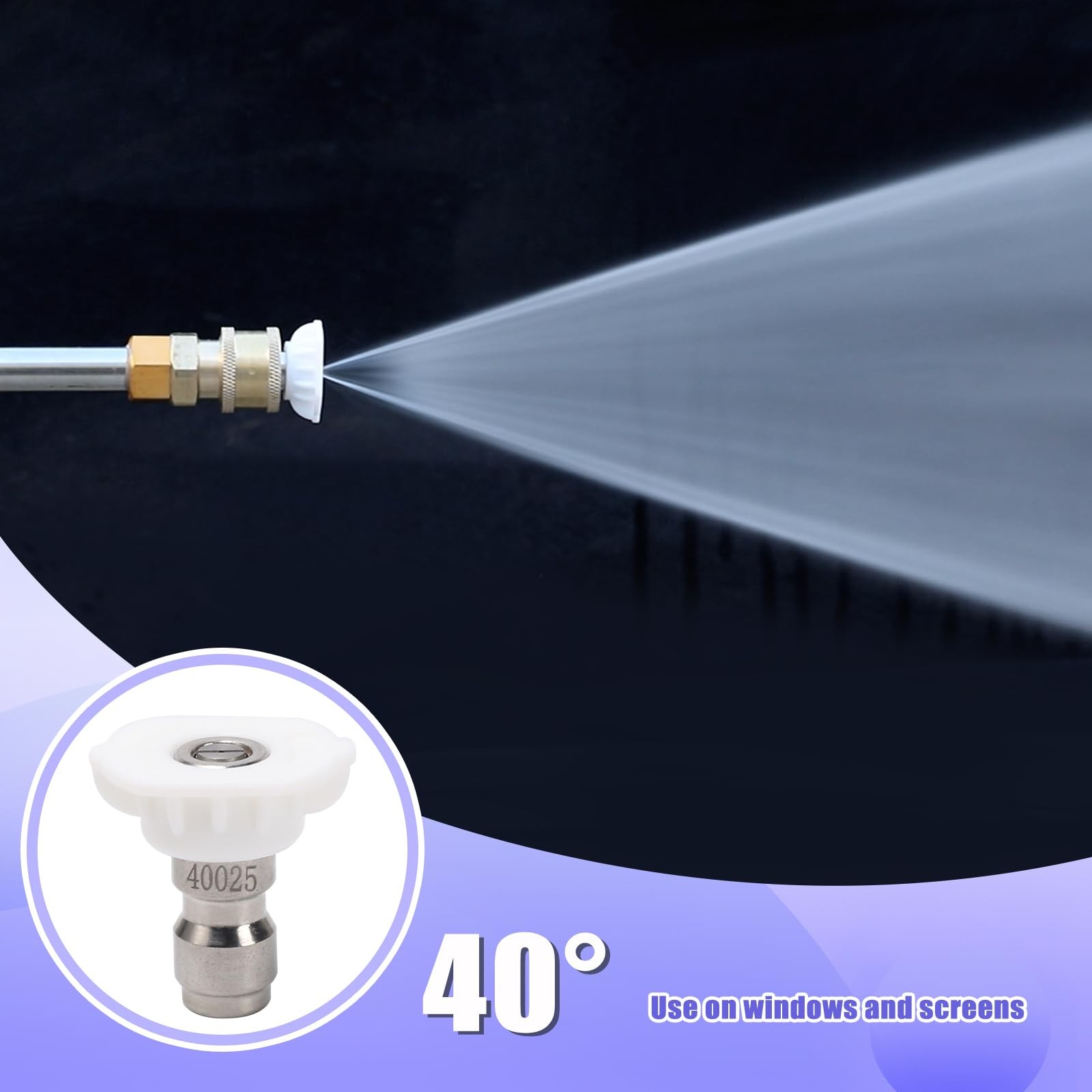 7 PCS Pressure Washer Tips Power Nozzle 40 Degree White 1/4 Inch 4000 PSI