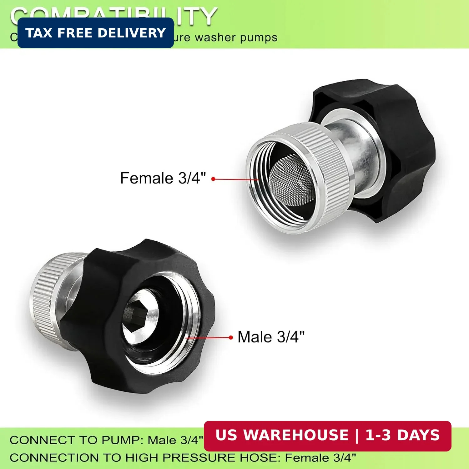 Electric Pressure Washer Coupler, Garden Hose Adapter,3/4inch Pressure Washer Me