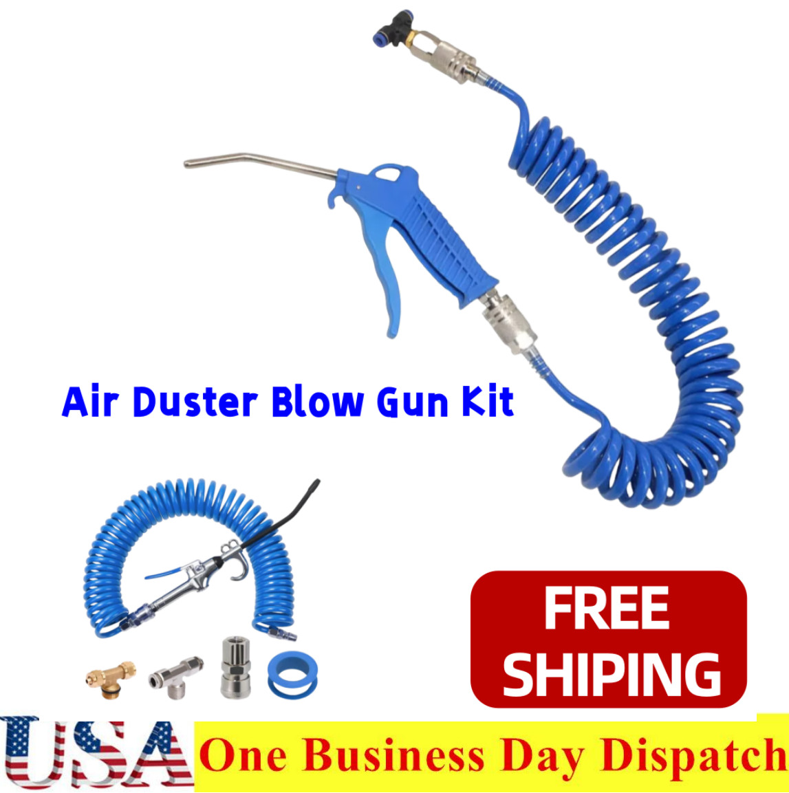 19.6ft PU Hose Air Blow Gun Kit High Pressure Air Compressor Tool Dust Clean