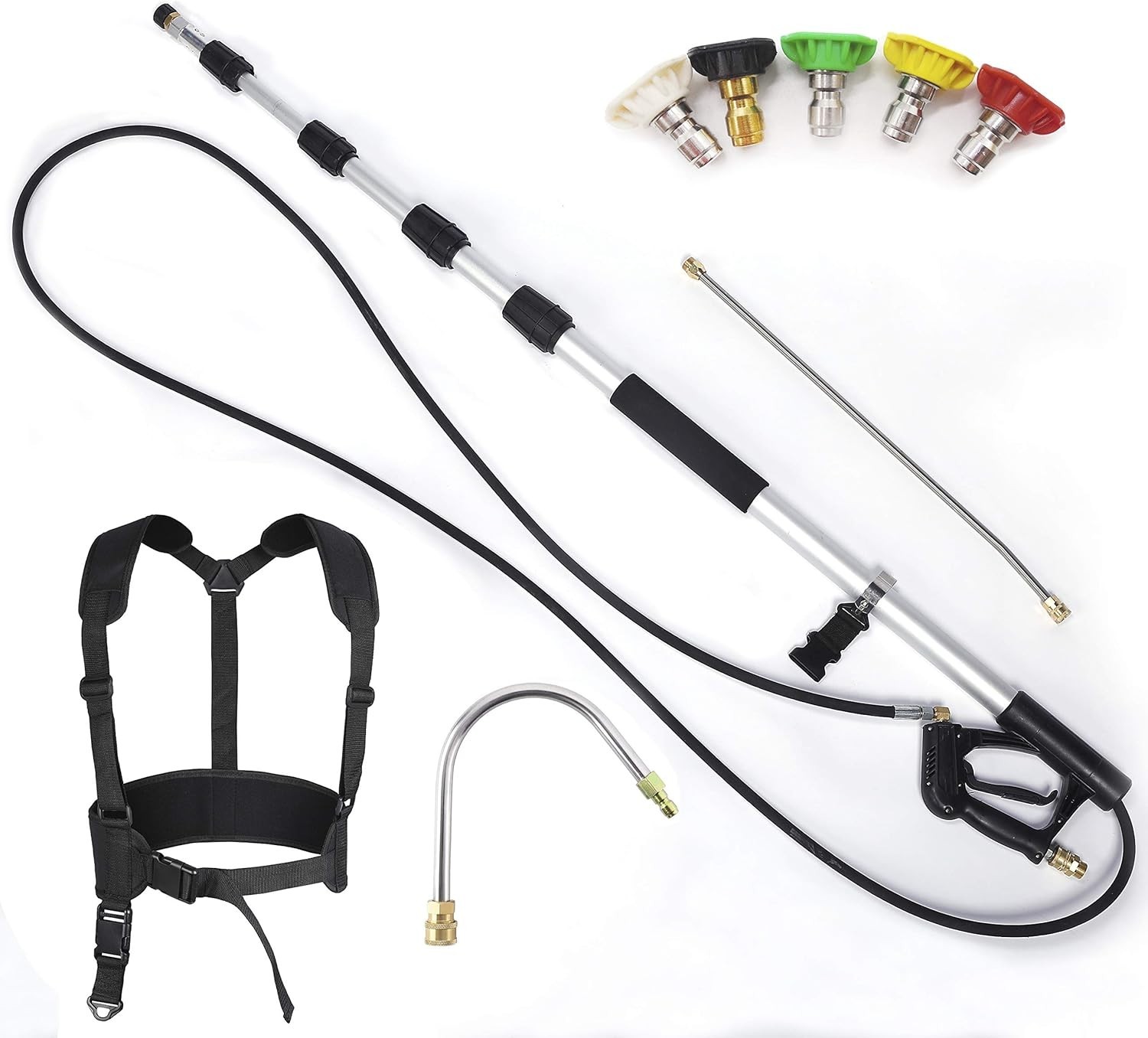 18FT Pressure Washer Telescoping Extension Wand 4000psi Spray w/Gutter Cleaner