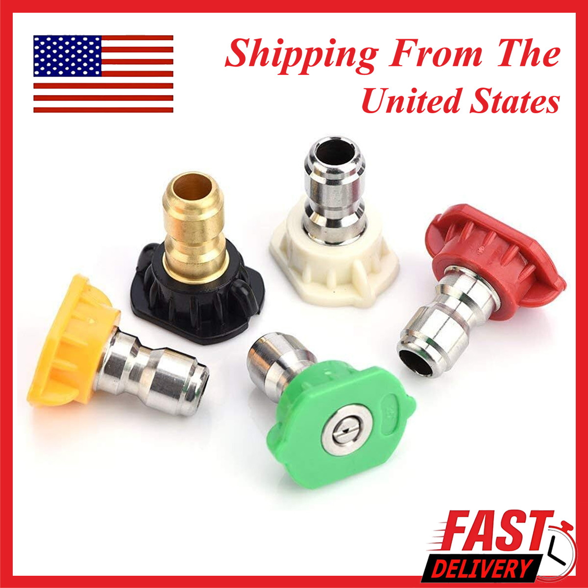 5pcs Pressure Washer Spray Tips Nozzles High Power Kit Quick Connect 1/4″ Set