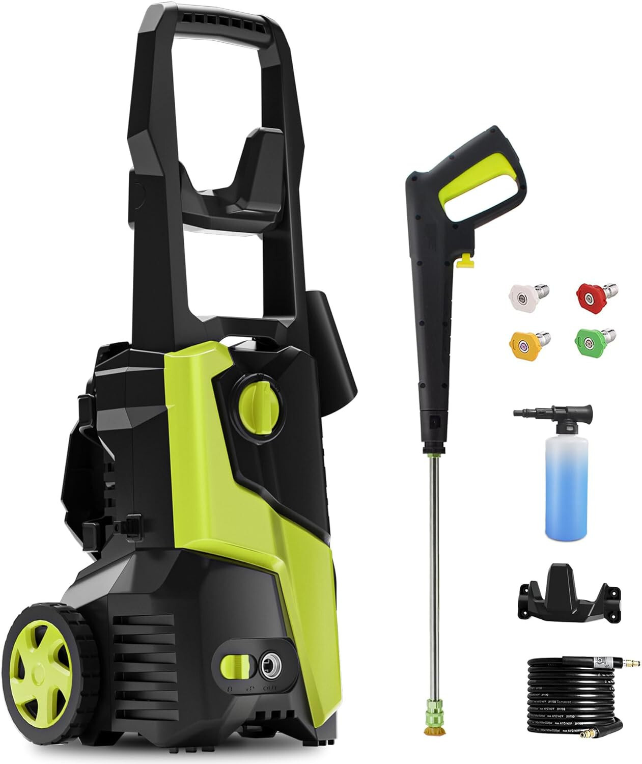 Electric Pressure Washer 1800psi, 1.5 gpm, 25FT Hose, Soap Tank, 4 nozzles, Cart