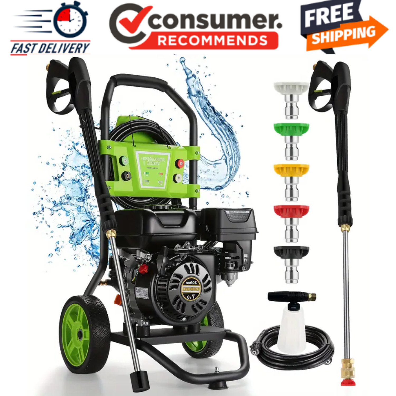 4200PSI Pressure Washer 4.0GPM 209CC Gas Power Washer 25ft Hose &4 Nozzles Yard-