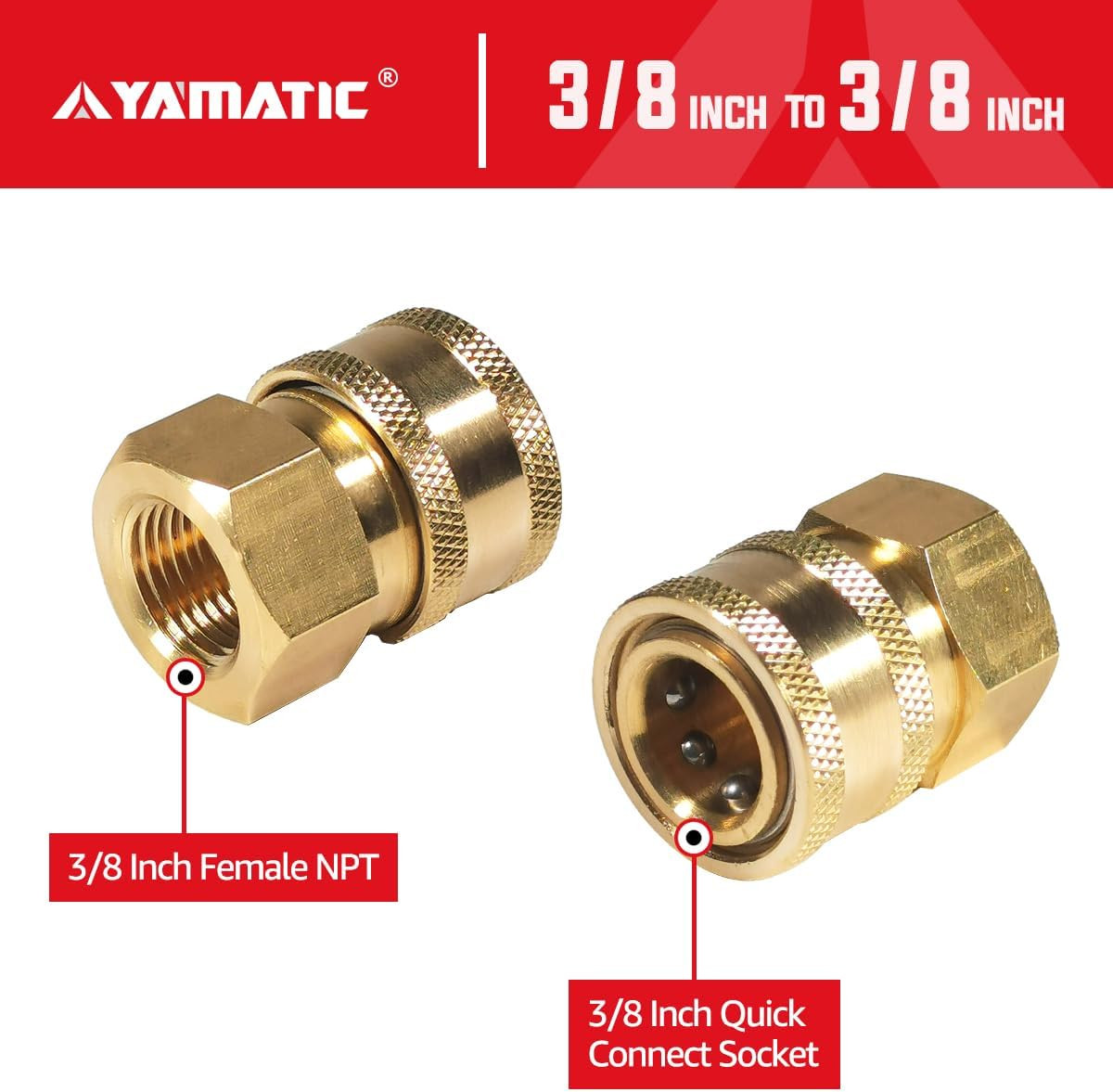 Pressure Washer Adapter 3/8″ Female NPT to 3/8″ Quick Connect Socket, Power Wash