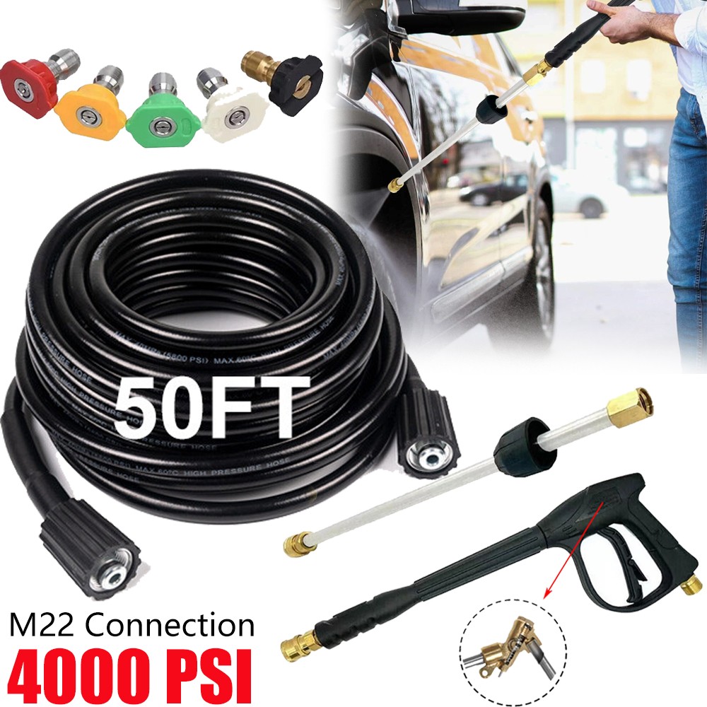 High Pressure Washer Gun Kit – M22-14 Spray Wand Lance with 5 Nozzles & Hose