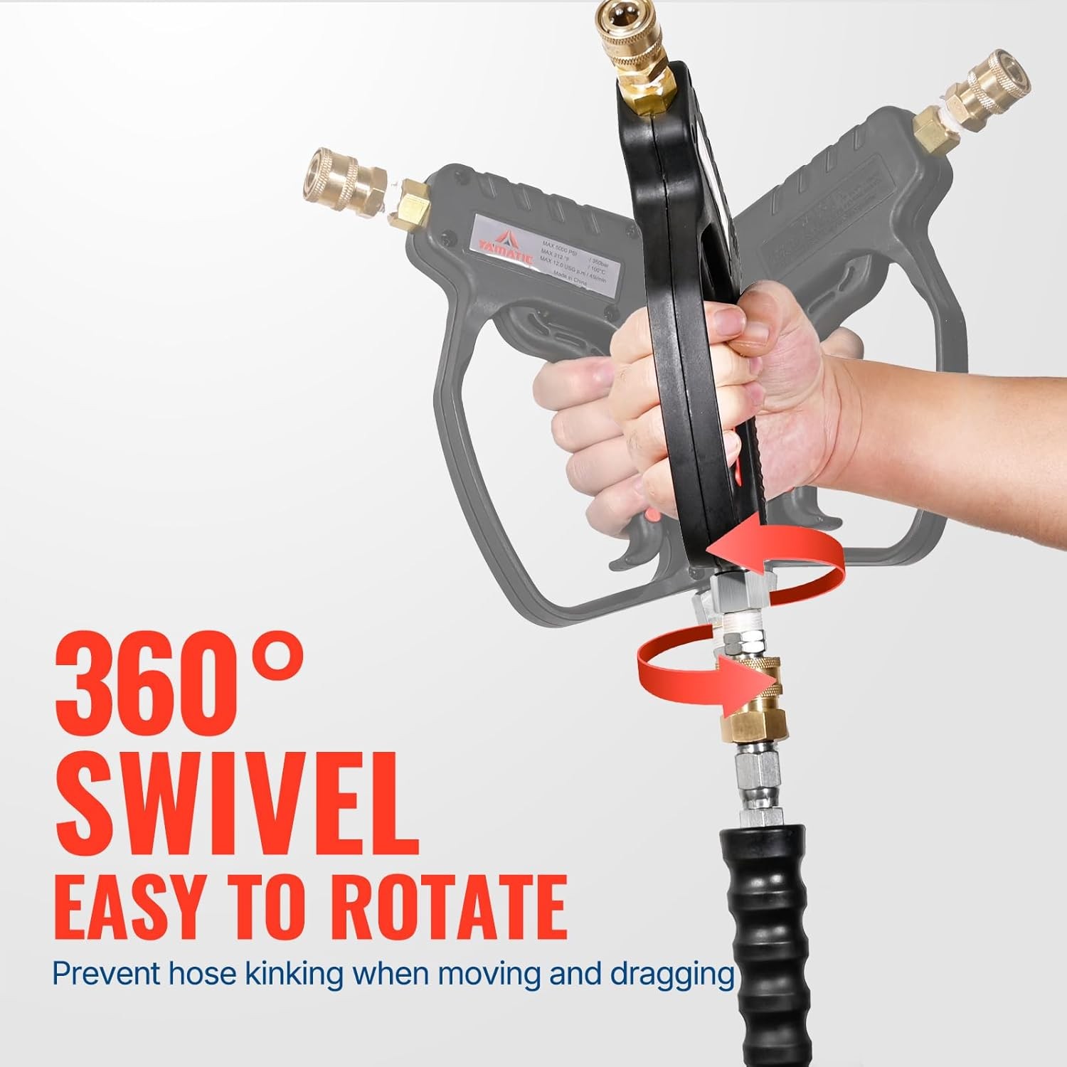 Pressure Washer Short Gun 5000 PSI – 3/8″ Swivel Plug & M22-14mm Coupler