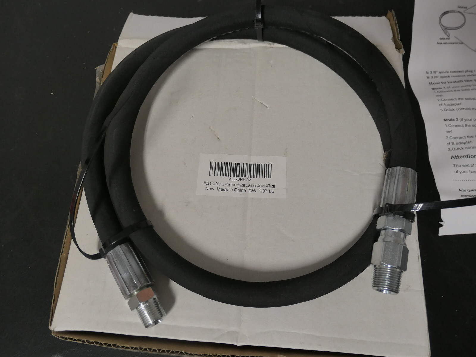 Pressure Washer Whip Hose Hose Reel Connector Hose For Pressure Washing 4 Ft