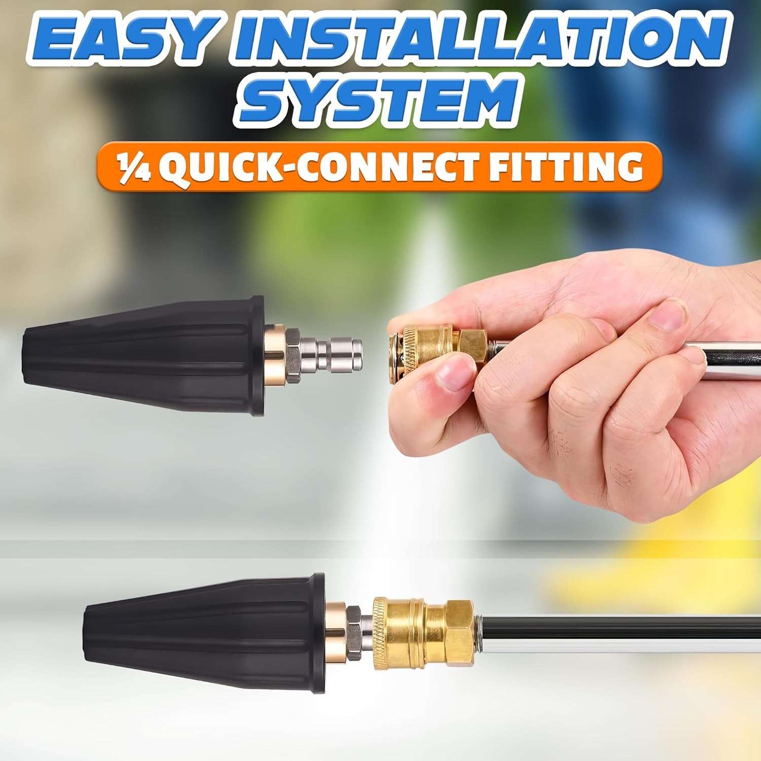 Turbo Nozzle for Pressure Washer 4000 PSI 4.0 GPM 360° Rotating Quick Connect
