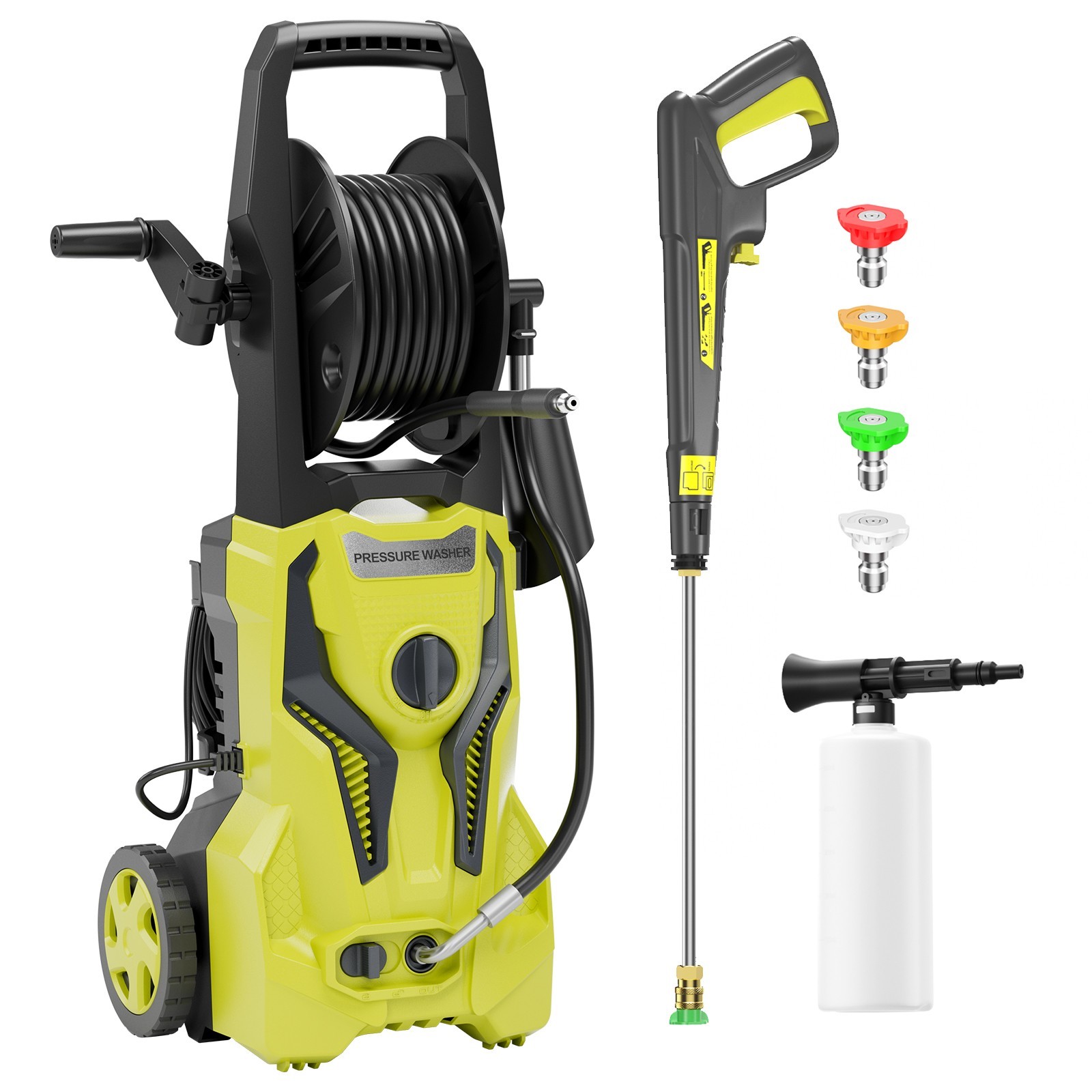 Pressure Washer 4200PSI 2.5GPM, Extension Hose Reel, 4 Nozzles, for Home, Yard