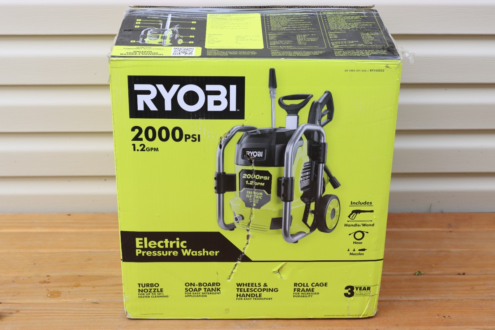 Ryobi (RY142022) 2000 PSI 1.2 GPM Cold Water Corded Electric Pressure Washer