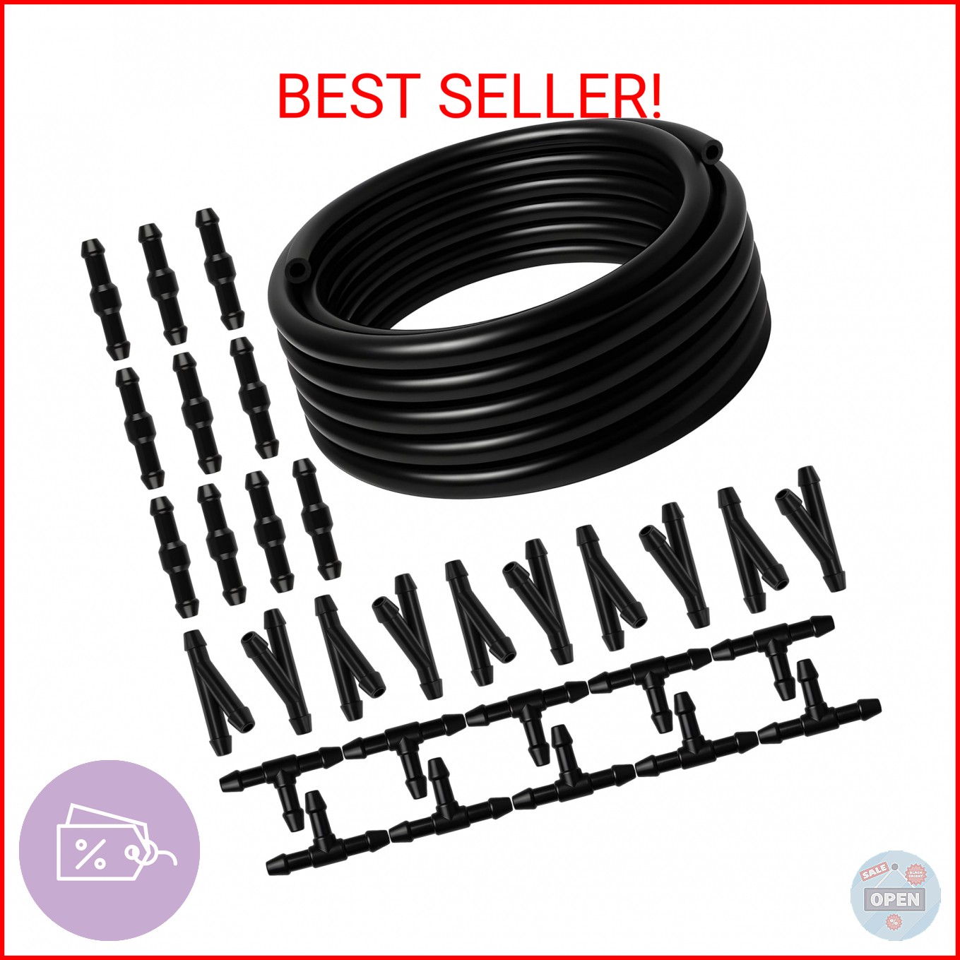 Windshield Washer Hose Kit, 4M Flexible Durable Rubber Washer Fluid Tubing & 30