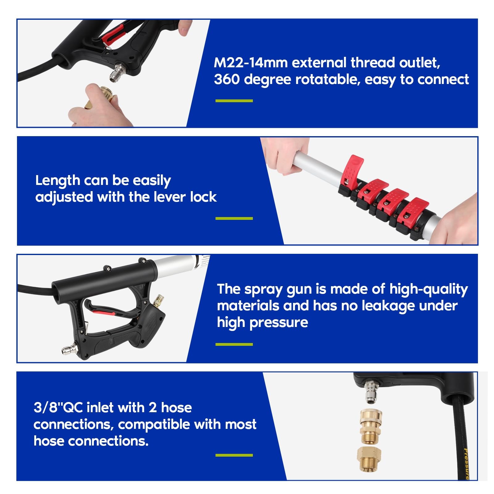 24FT Telescoping Pressure Washer Wand, Power Extension Sprayer with 7 Spray N…