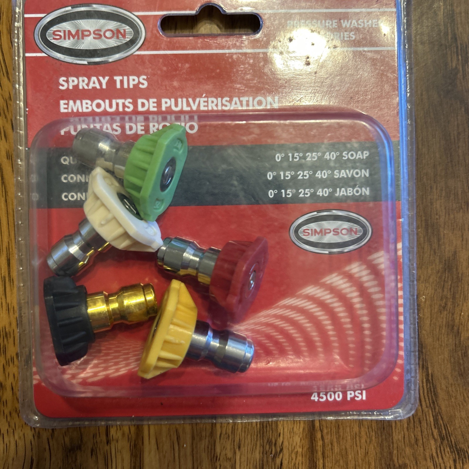 Simpson 4500 PSI Pressure Washer Nozzle Tips Universal Quick Connect Set